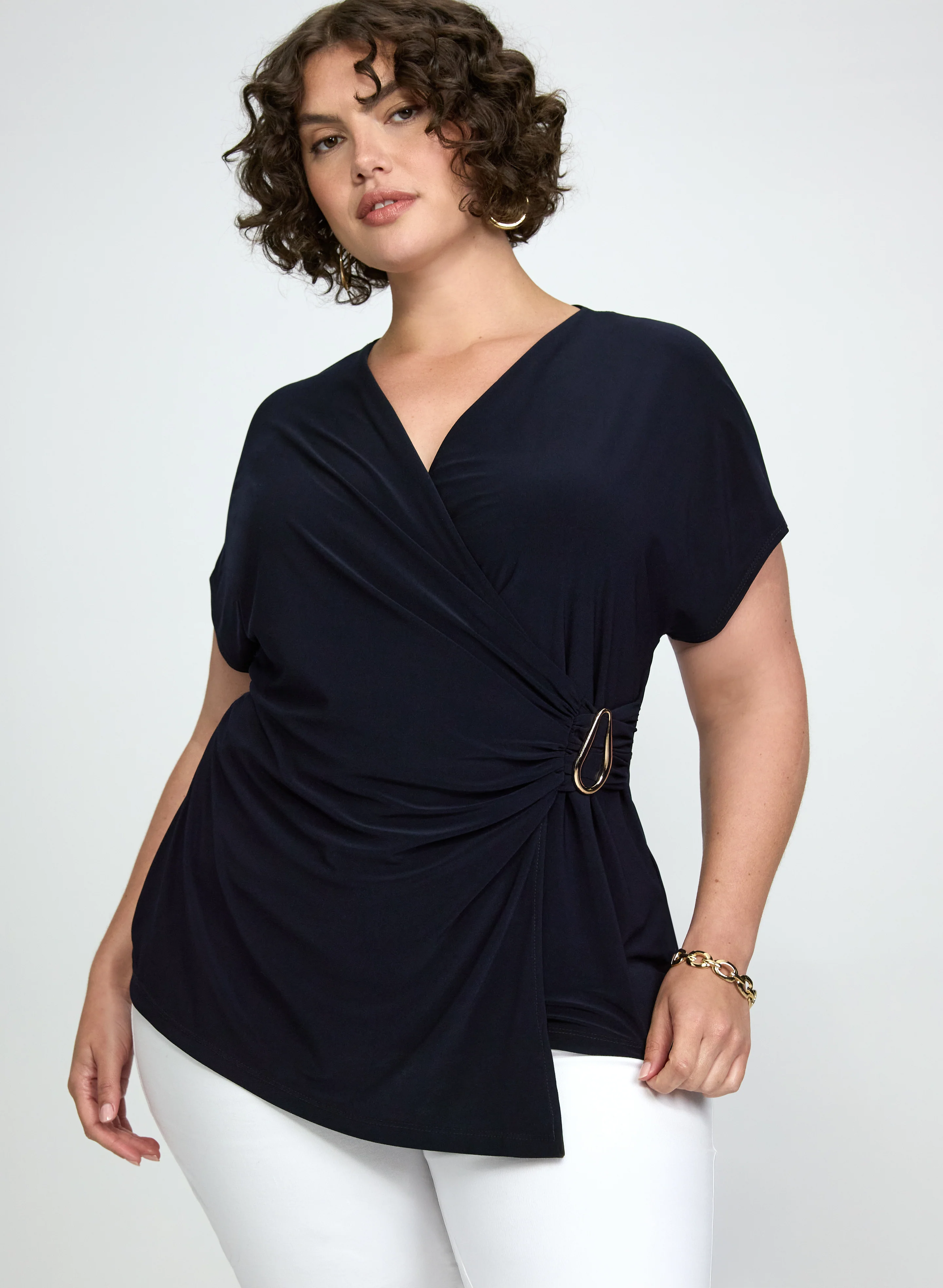 Jersey Faux-Wrap Top