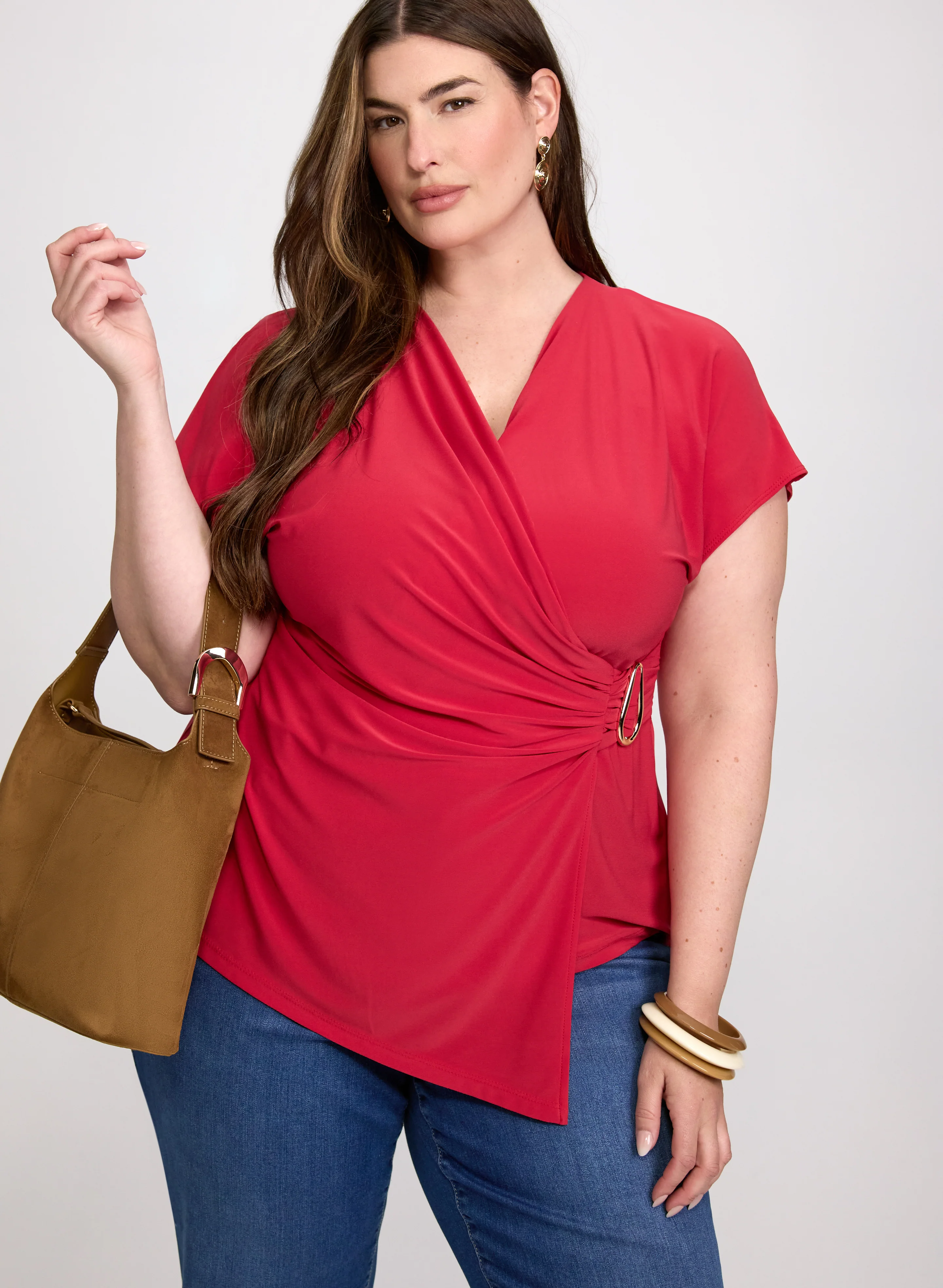 Jersey Faux-Wrap Top