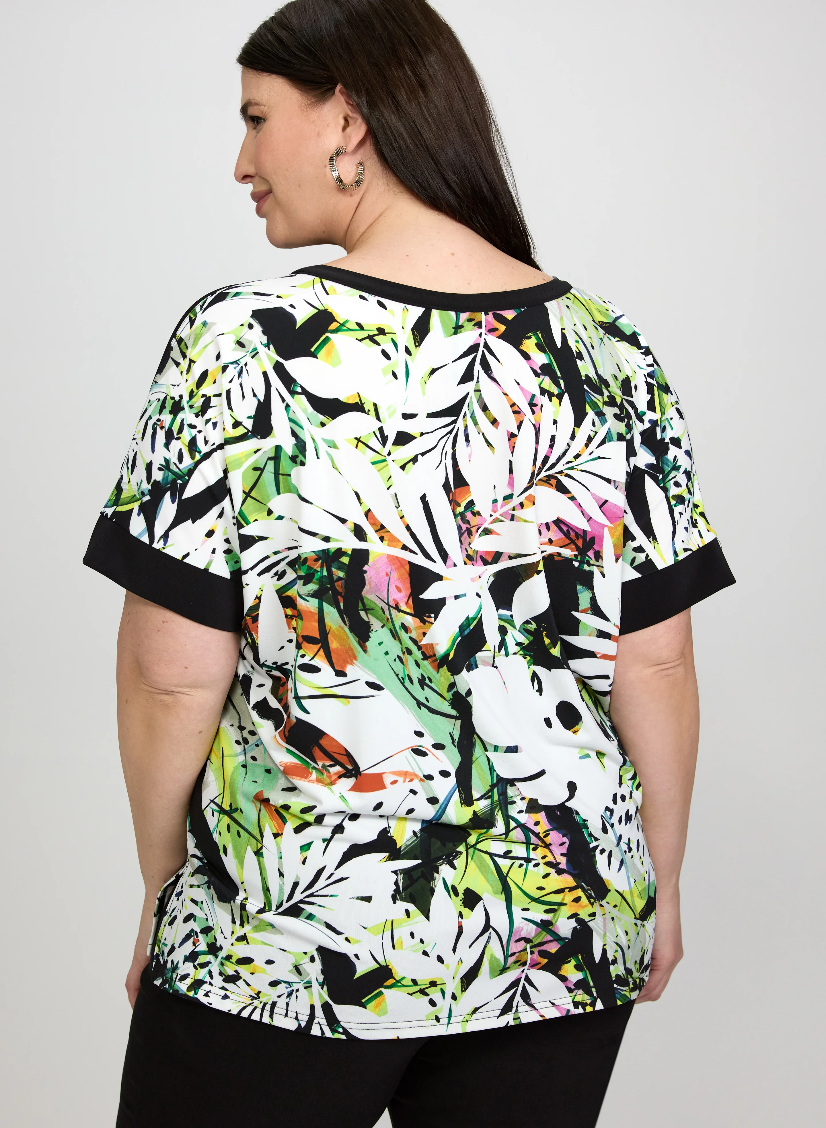 Joseph Ribkoff - Abstract Leaf Print Top - Image 3