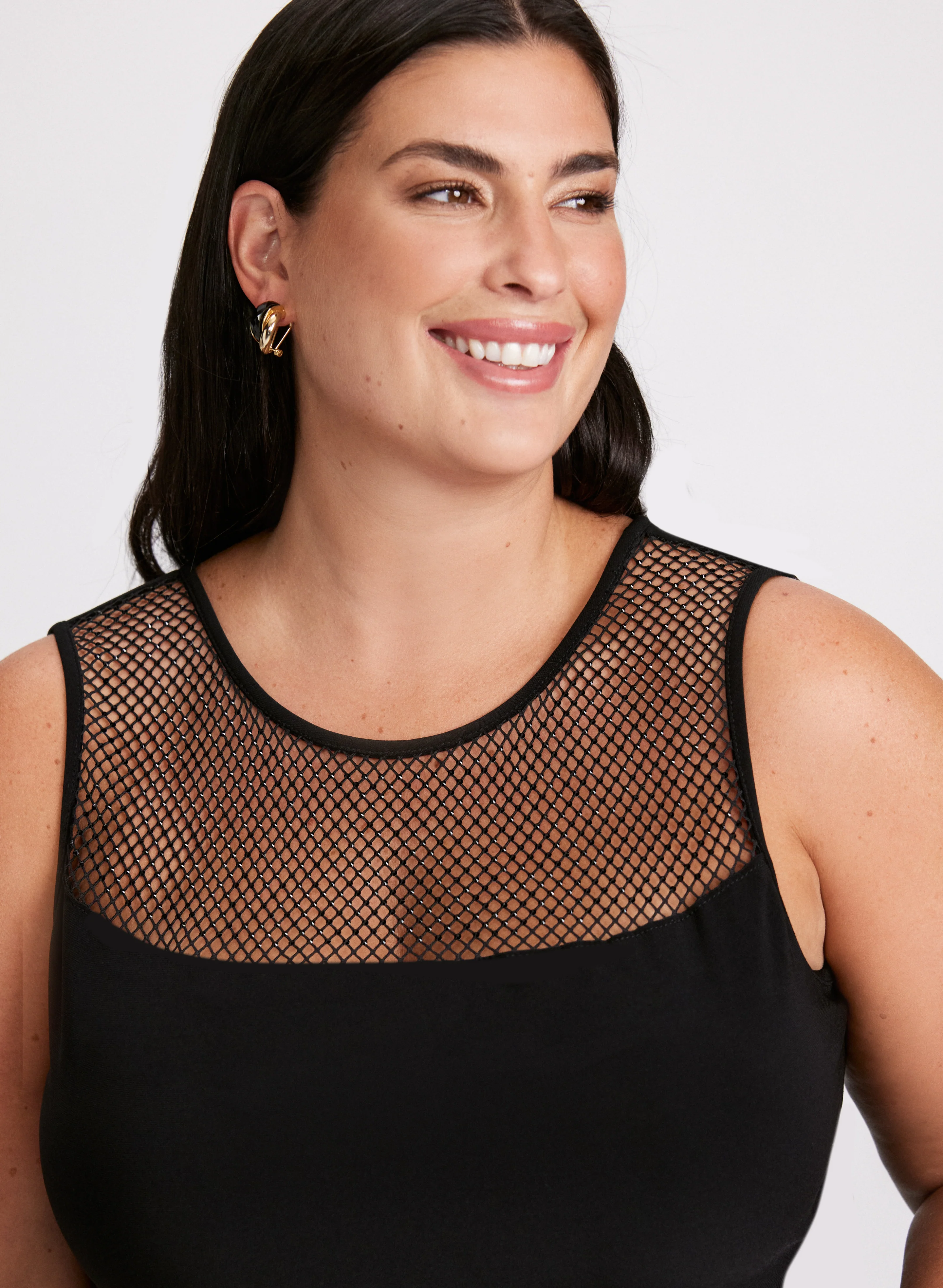 Joseph Ribkoff - Beaded Mesh Yoke Top - Image 2
