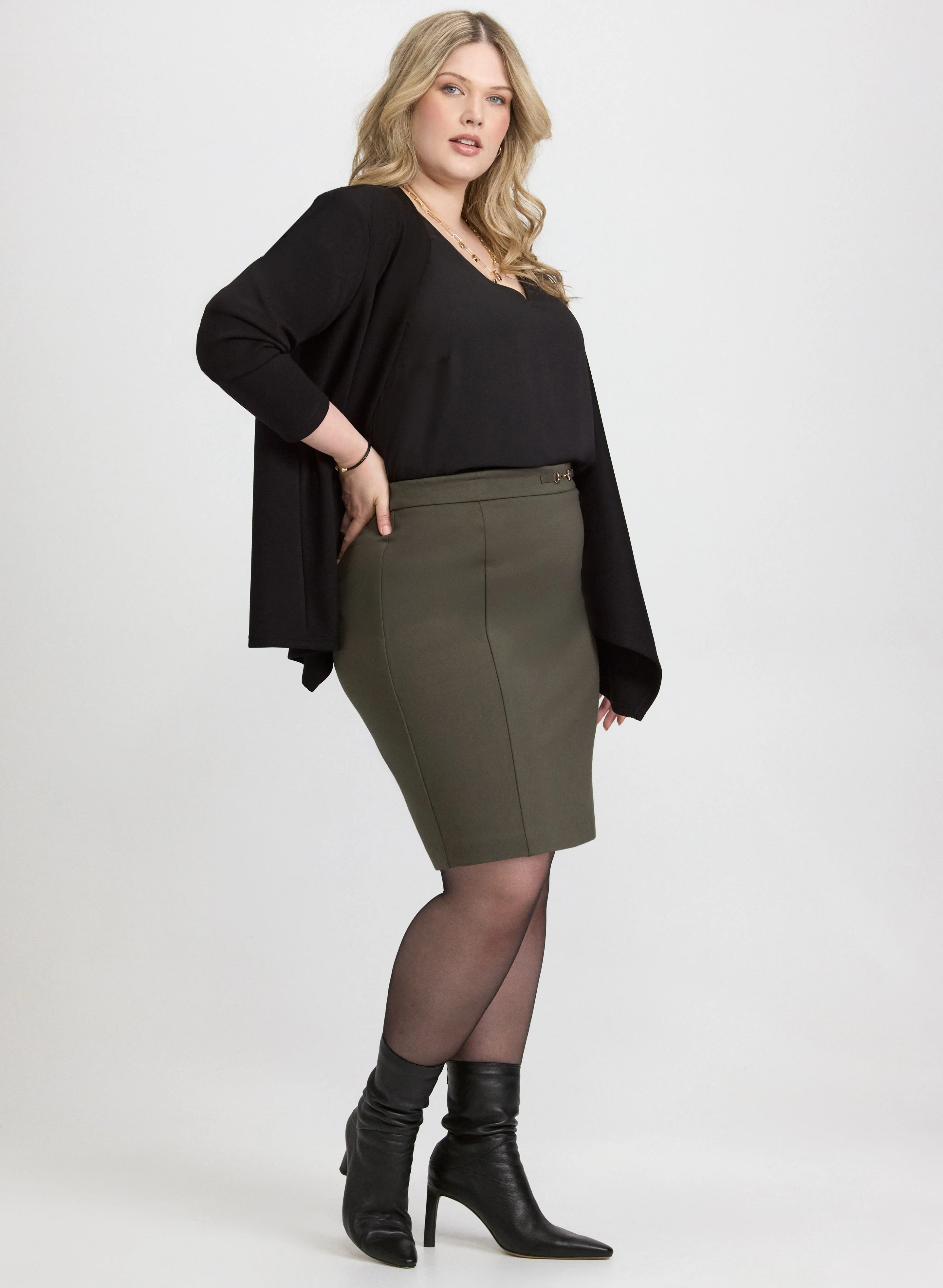 Joseph Ribkoff - Chain-Link Detail Skirt - Image 5