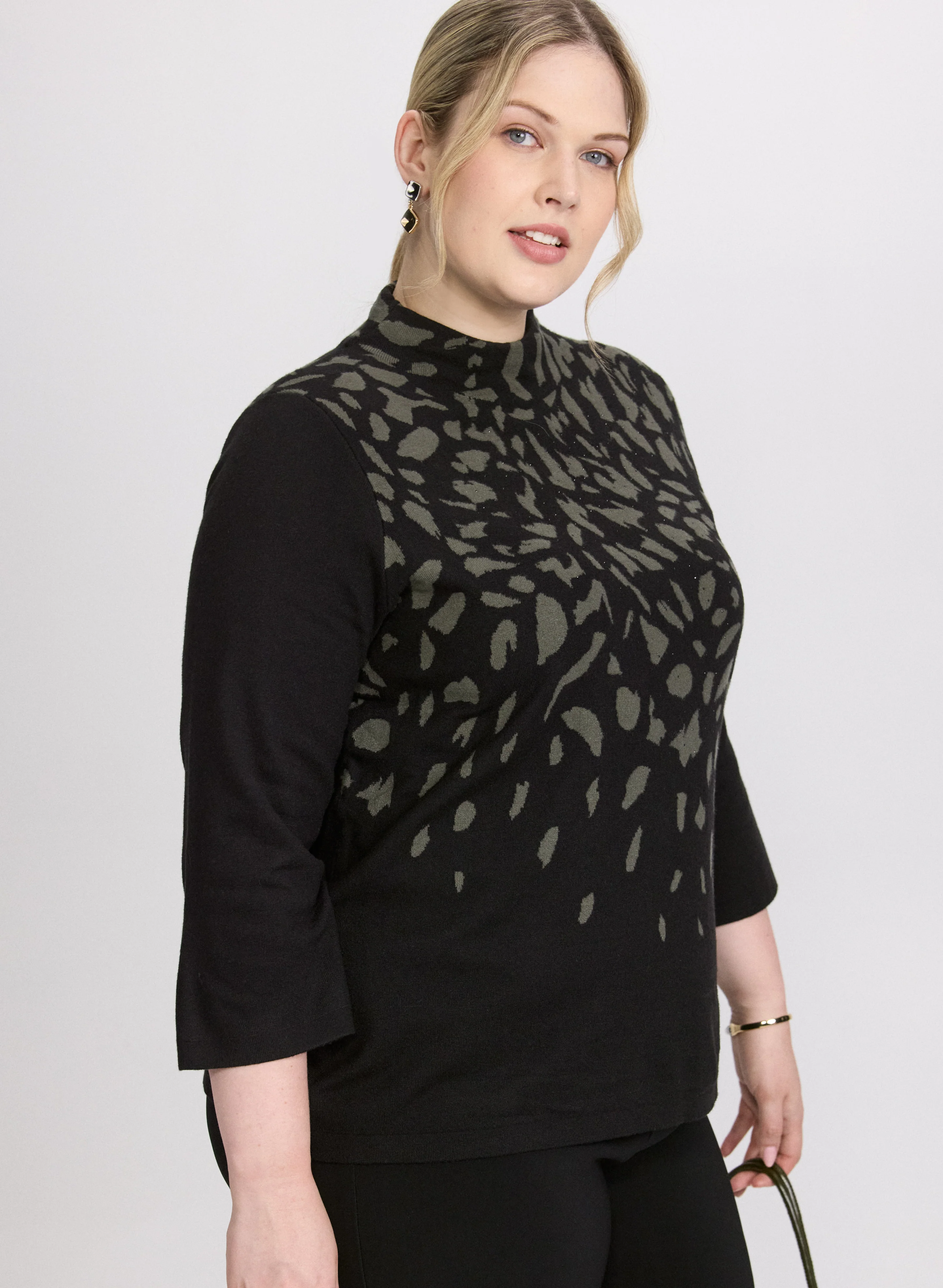 Joseph Ribkoff - Dot Print Jacquard Sweater - Image 2