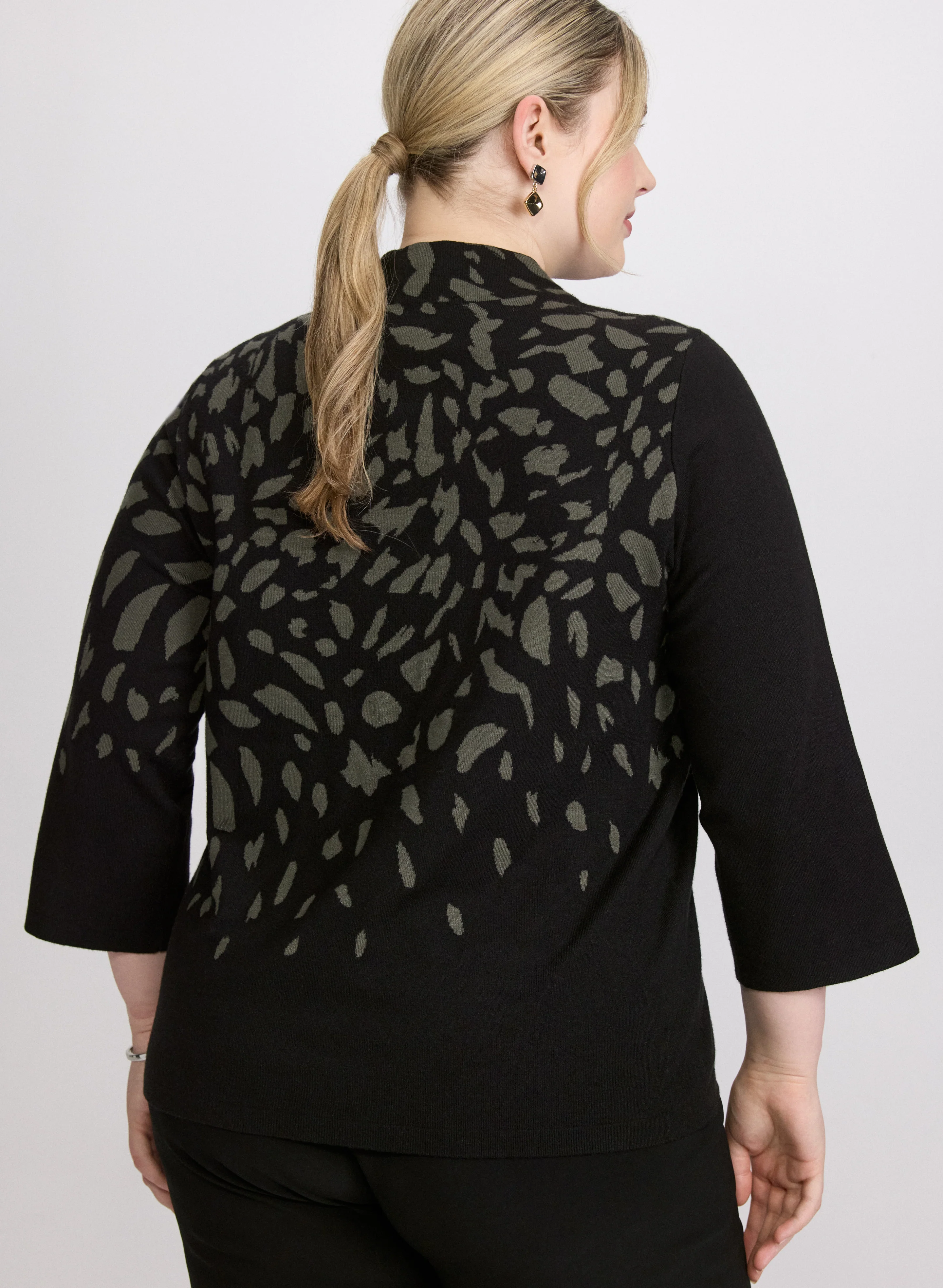 Joseph Ribkoff - Dot Print Jacquard Sweater - Image 4