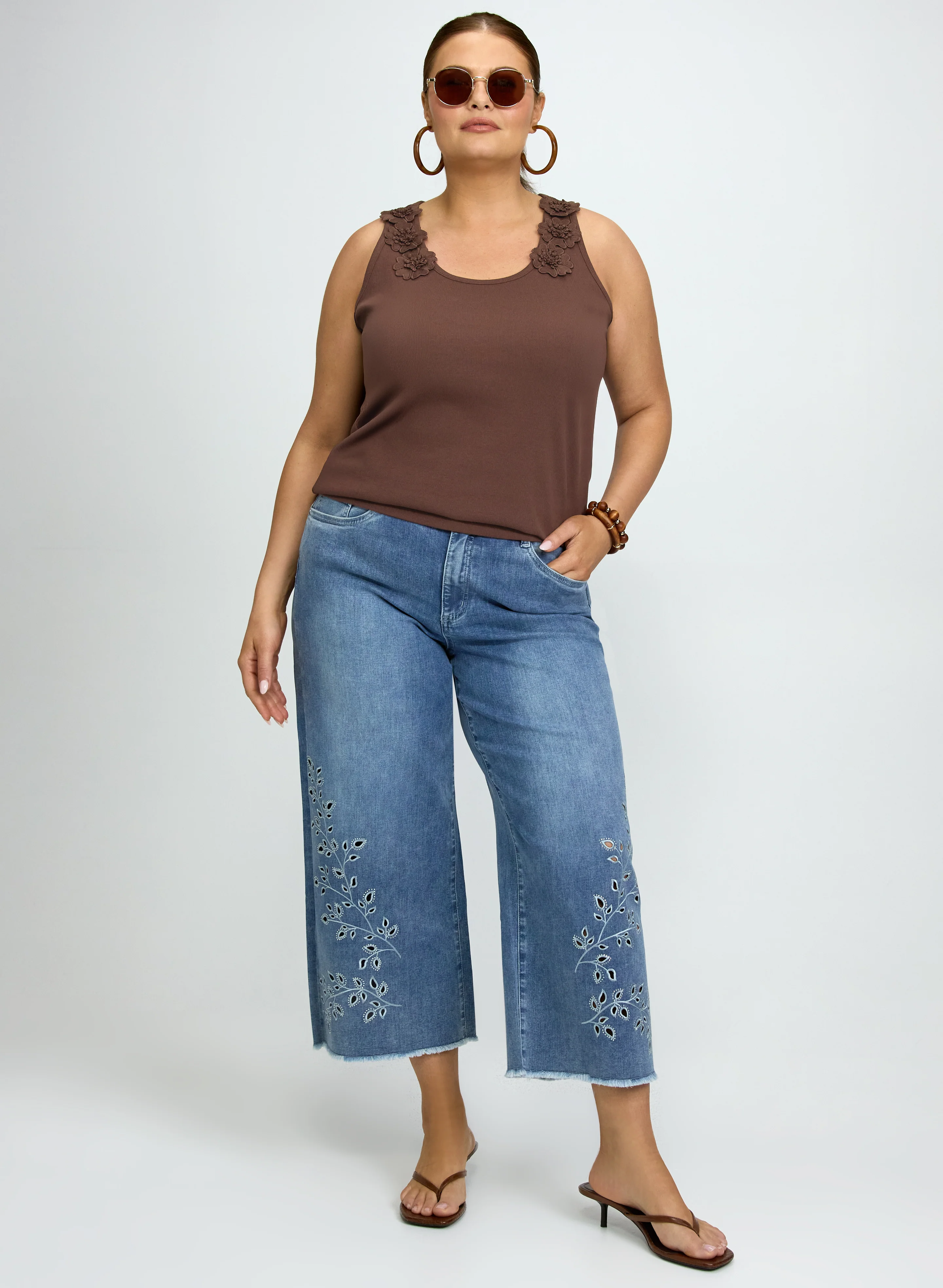Joseph Ribkoff - Embroidered Denim Culottes - Image 3