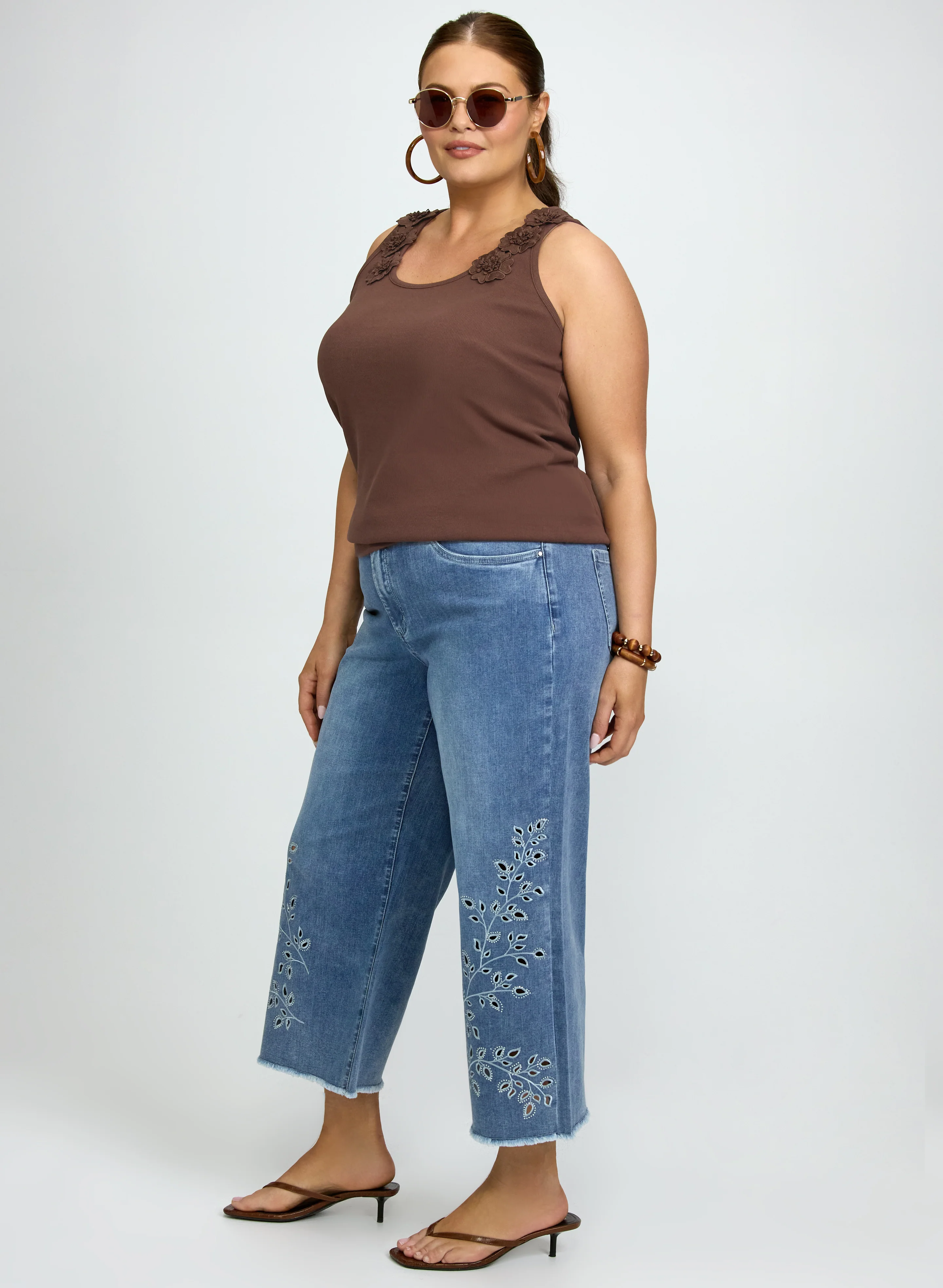 Joseph Ribkoff - Embroidered Denim Culottes - Image 5