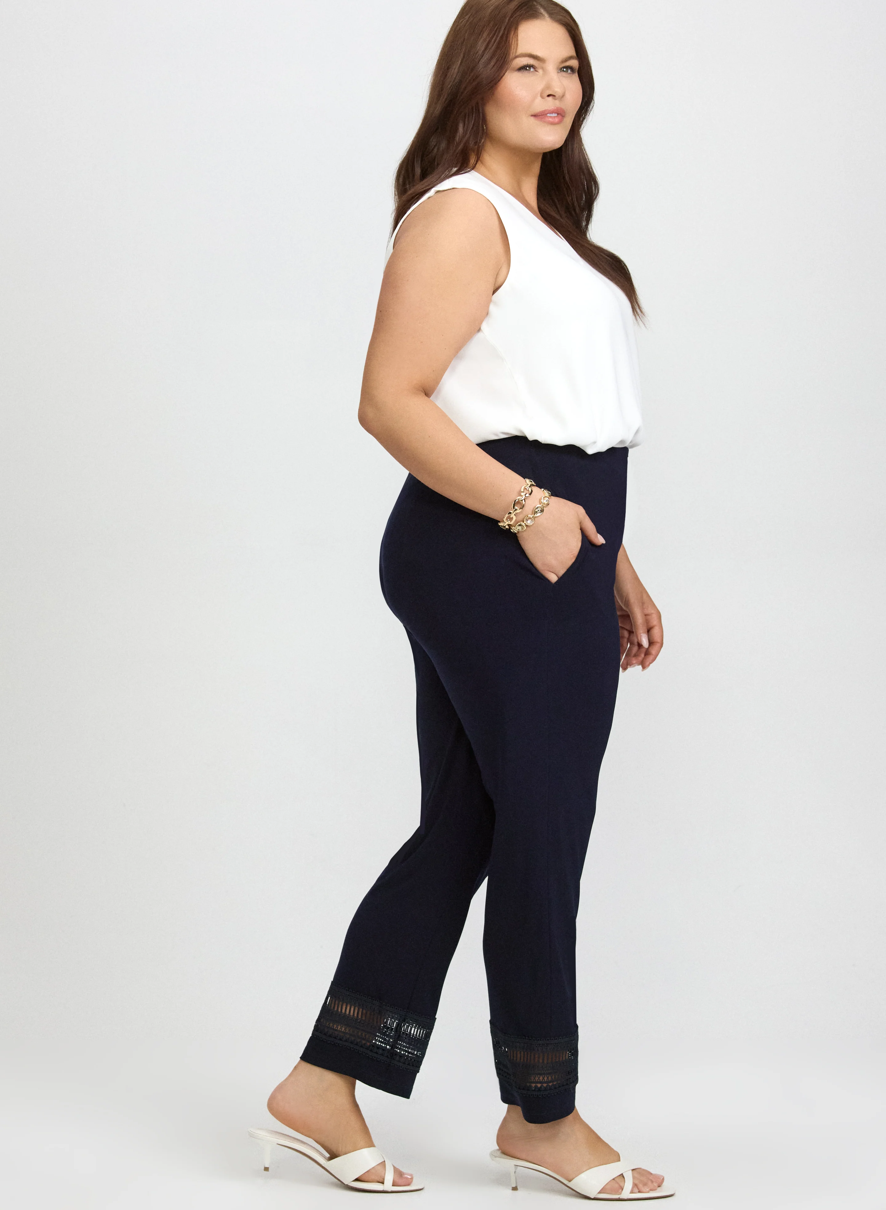 Joseph Ribkoff - Embroidered Hem Pants - Image 5