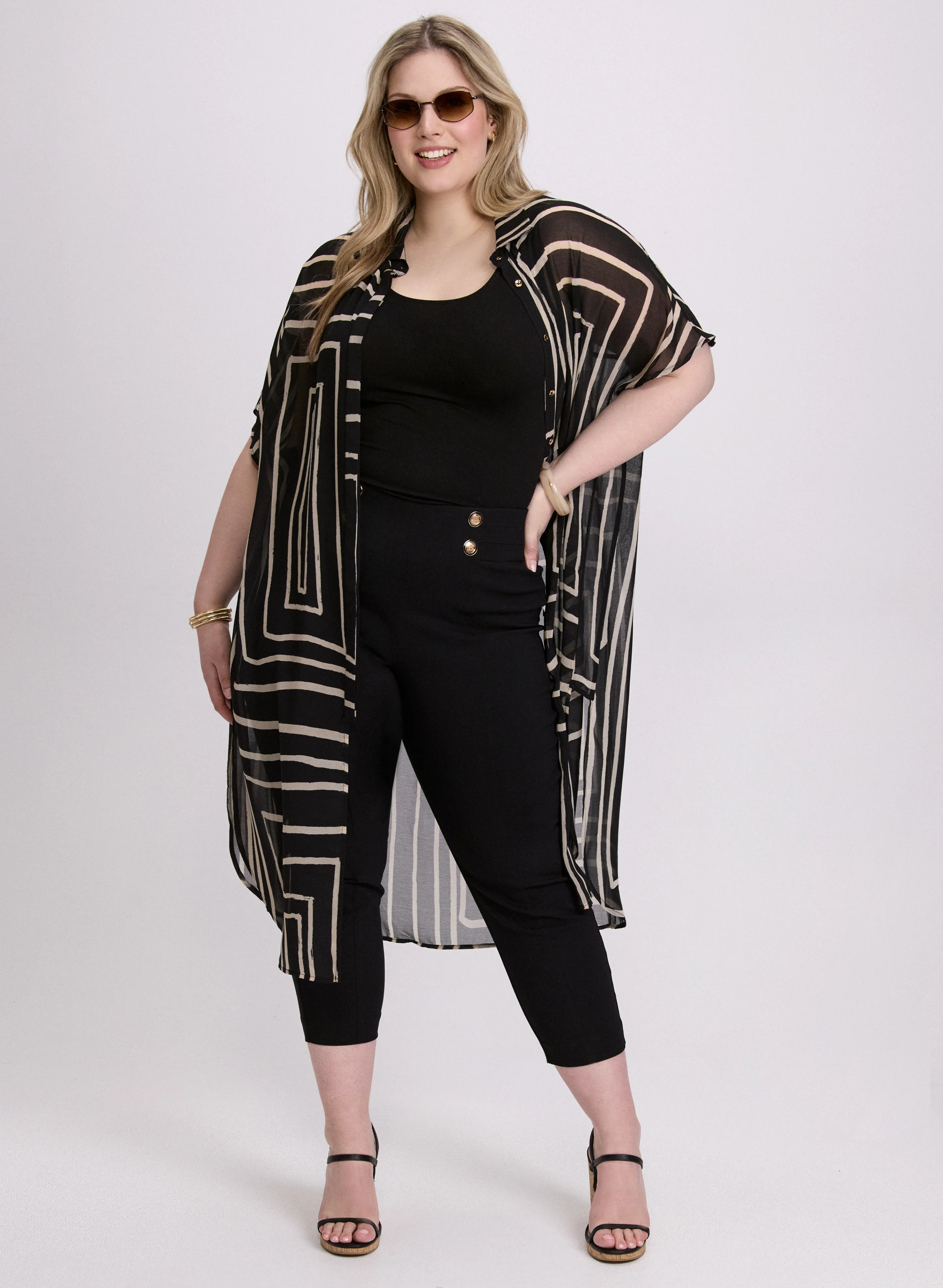 Joseph Ribkoff - Geometric Button-Down Tunic - Image 3
