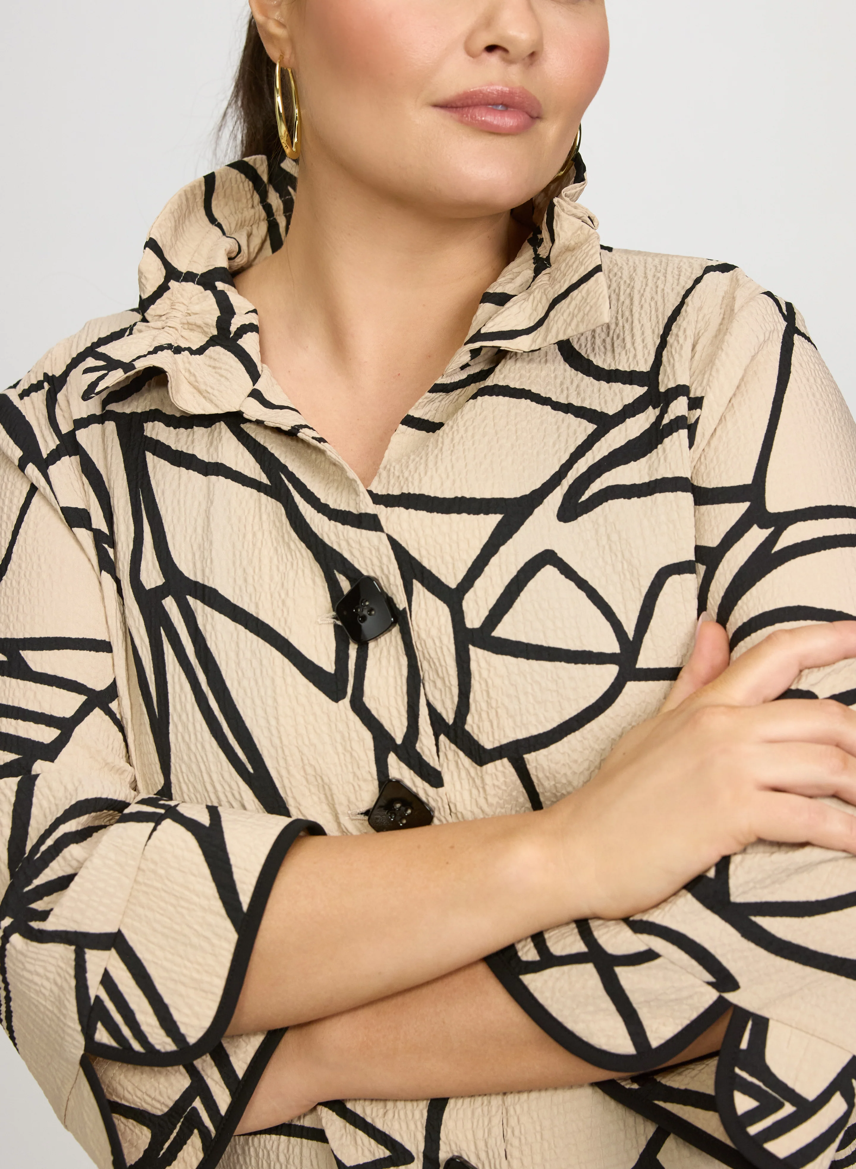 Joseph Ribkoff - Geometric Ruched Collar Jacket - Image 2