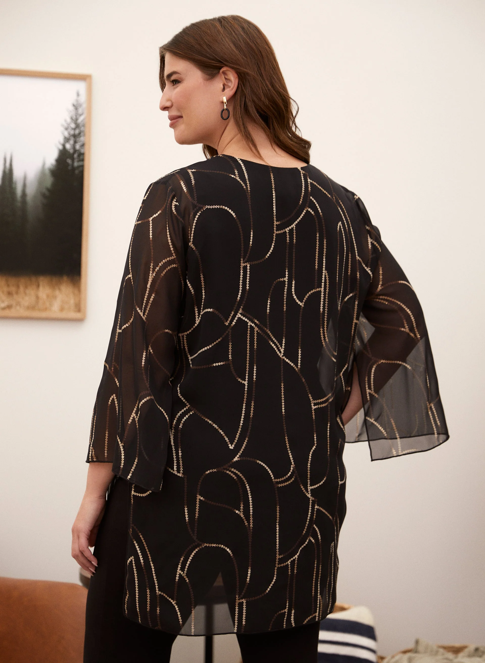 Joseph Ribkoff - Kimono Sleeve Sequin Blouse - Image 3