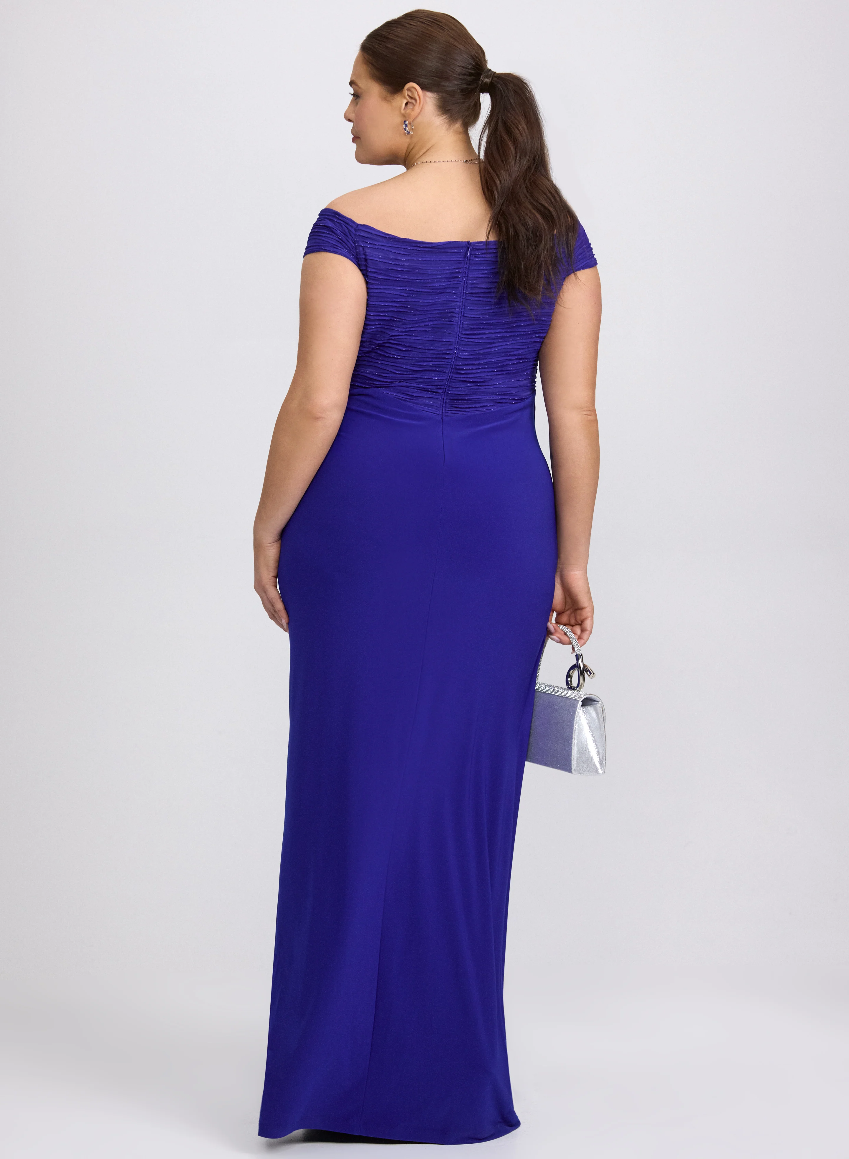 Joseph Ribkoff - Off-The-Shoulder Lurex & Jersey Dress - Image 2