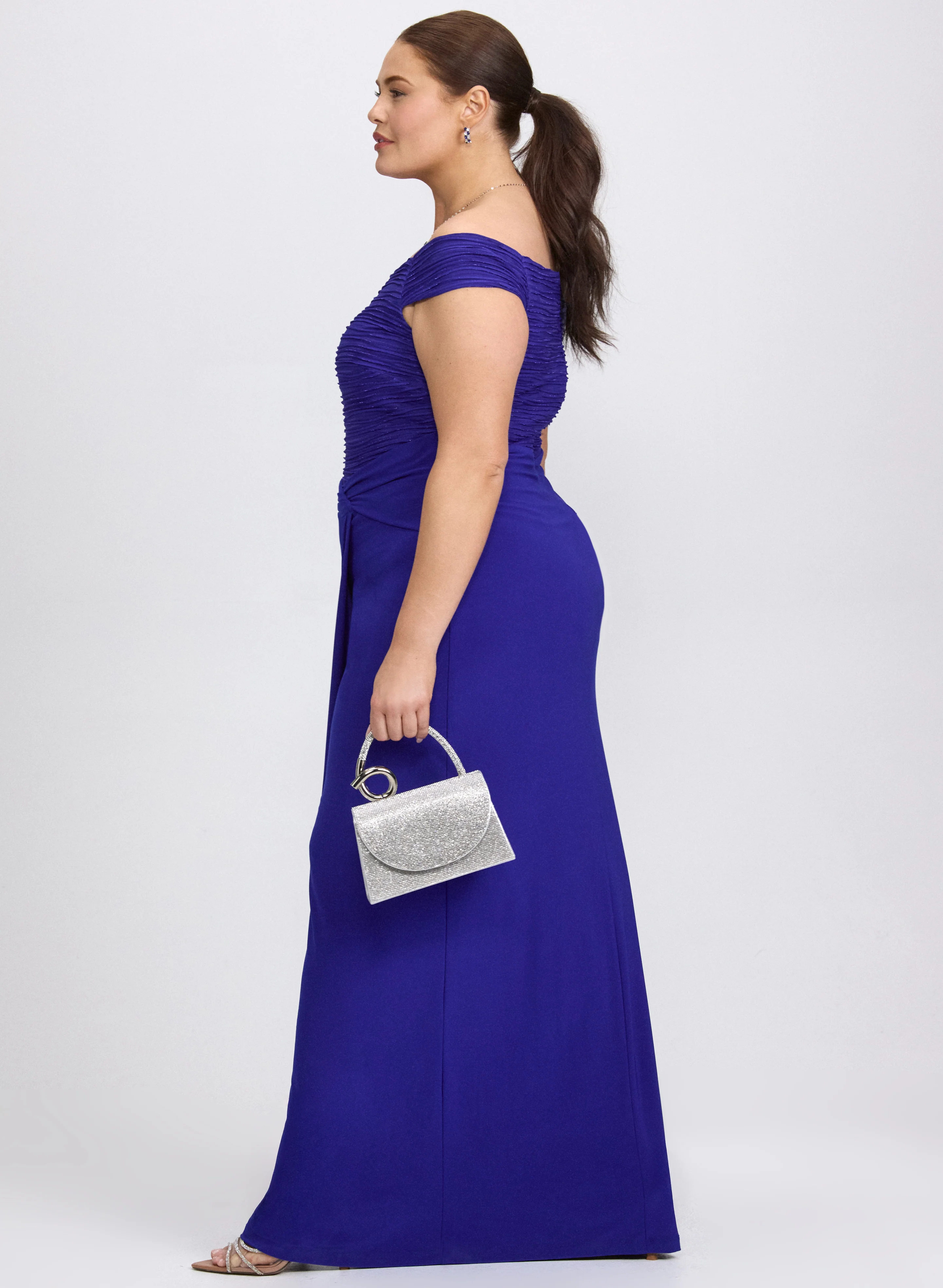 Joseph Ribkoff - Off-The-Shoulder Lurex & Jersey Dress - Image 3