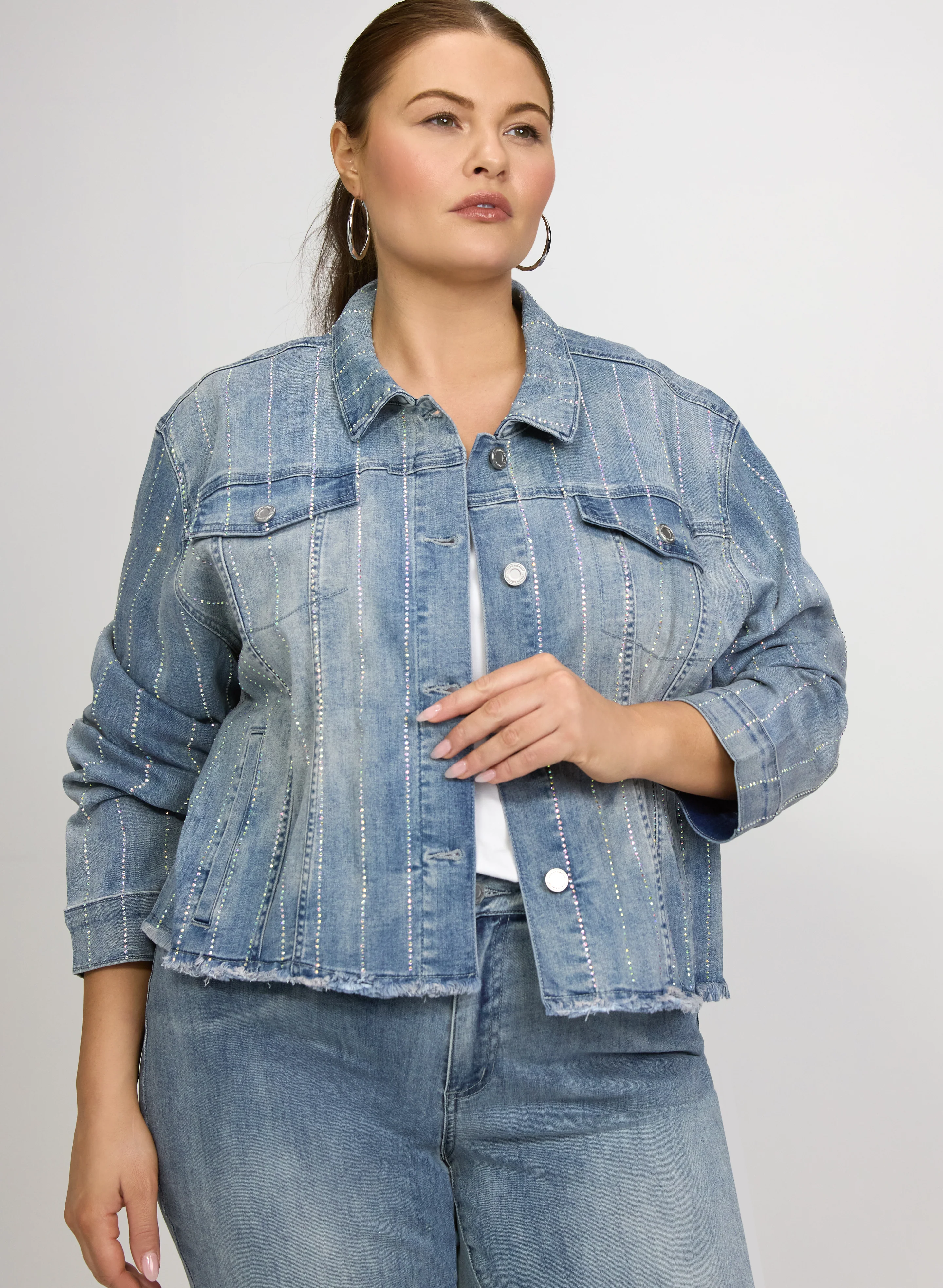 Joseph Ribkoff - Rhinestone Embellished Denim Jacket