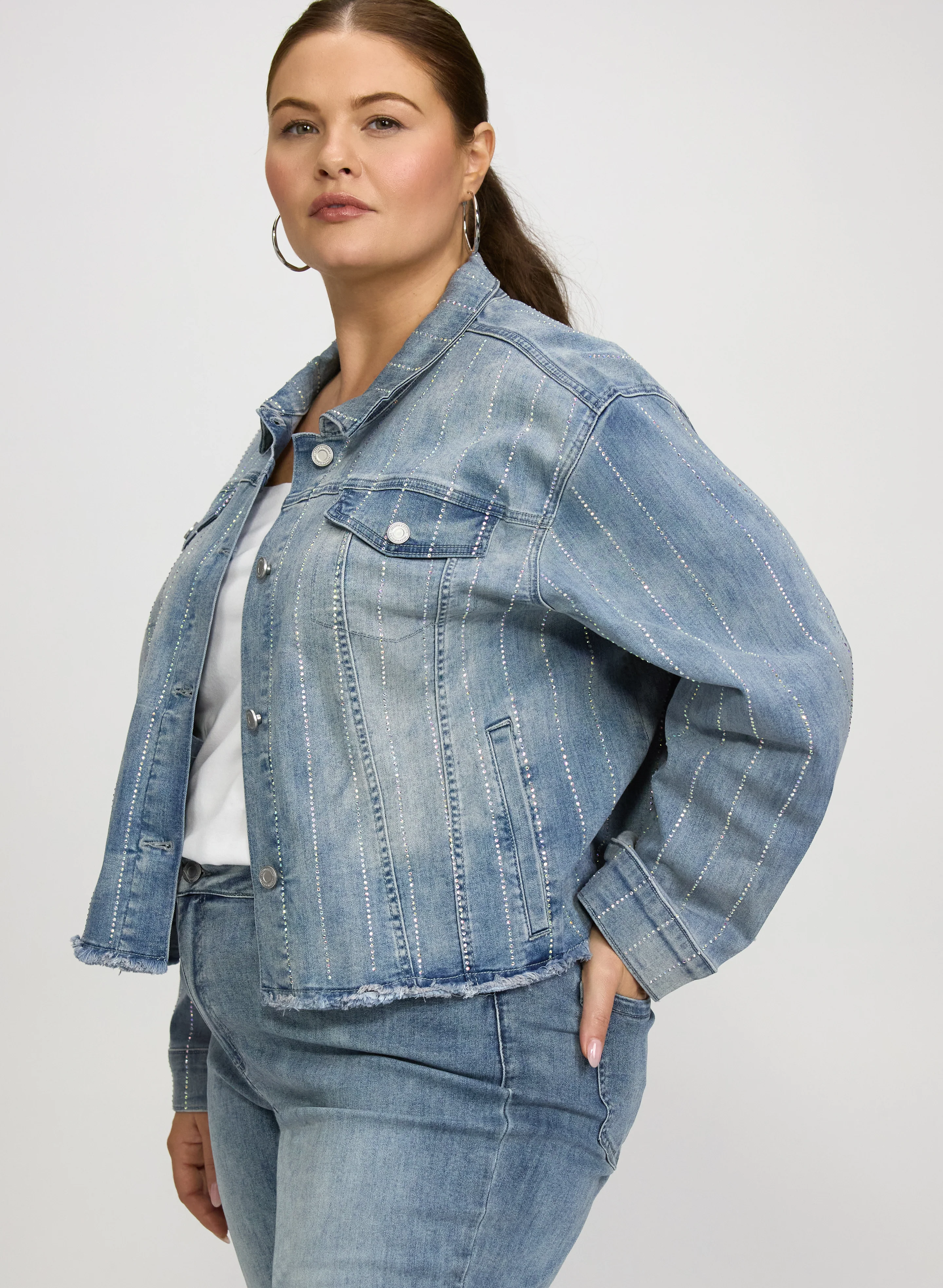 Joseph Ribkoff - Rhinestone Embellished Denim Jacket - Image 5