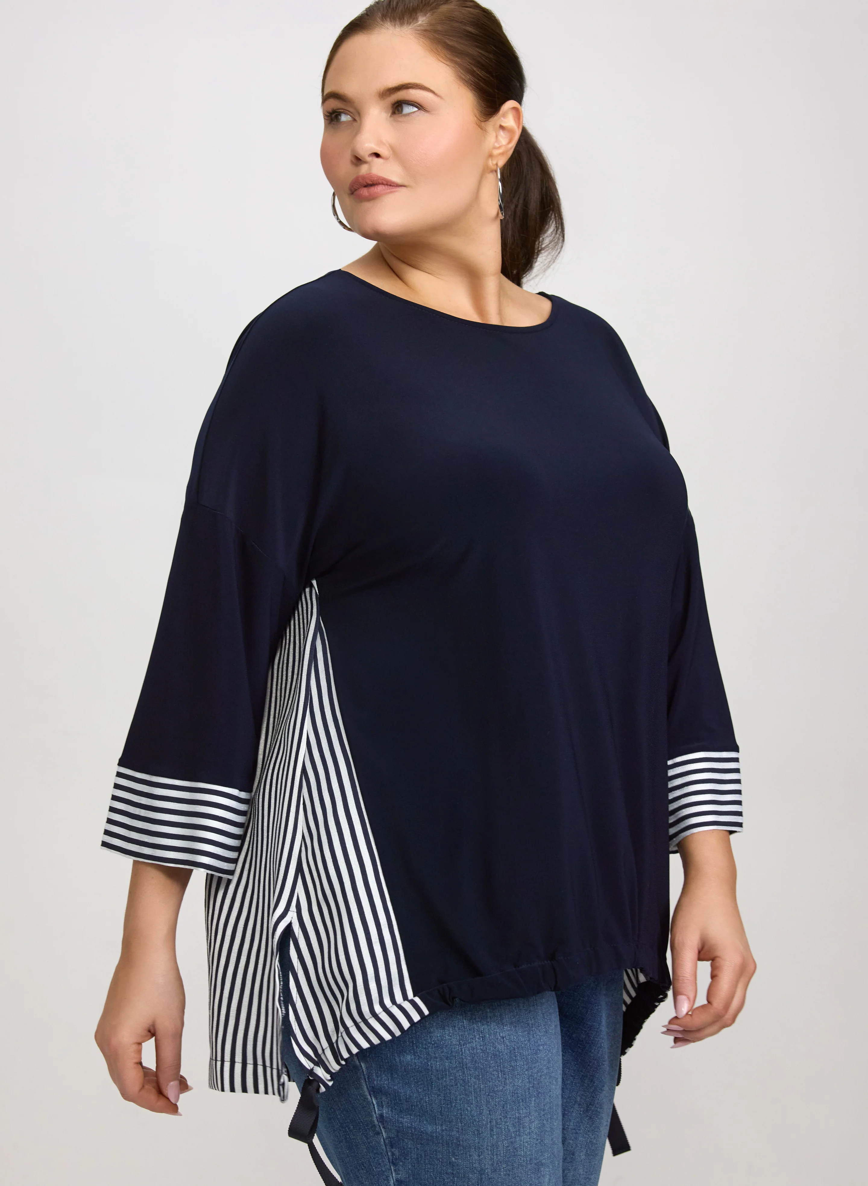 Joseph Ribkoff - Stripe Detail Tunic - Image 2