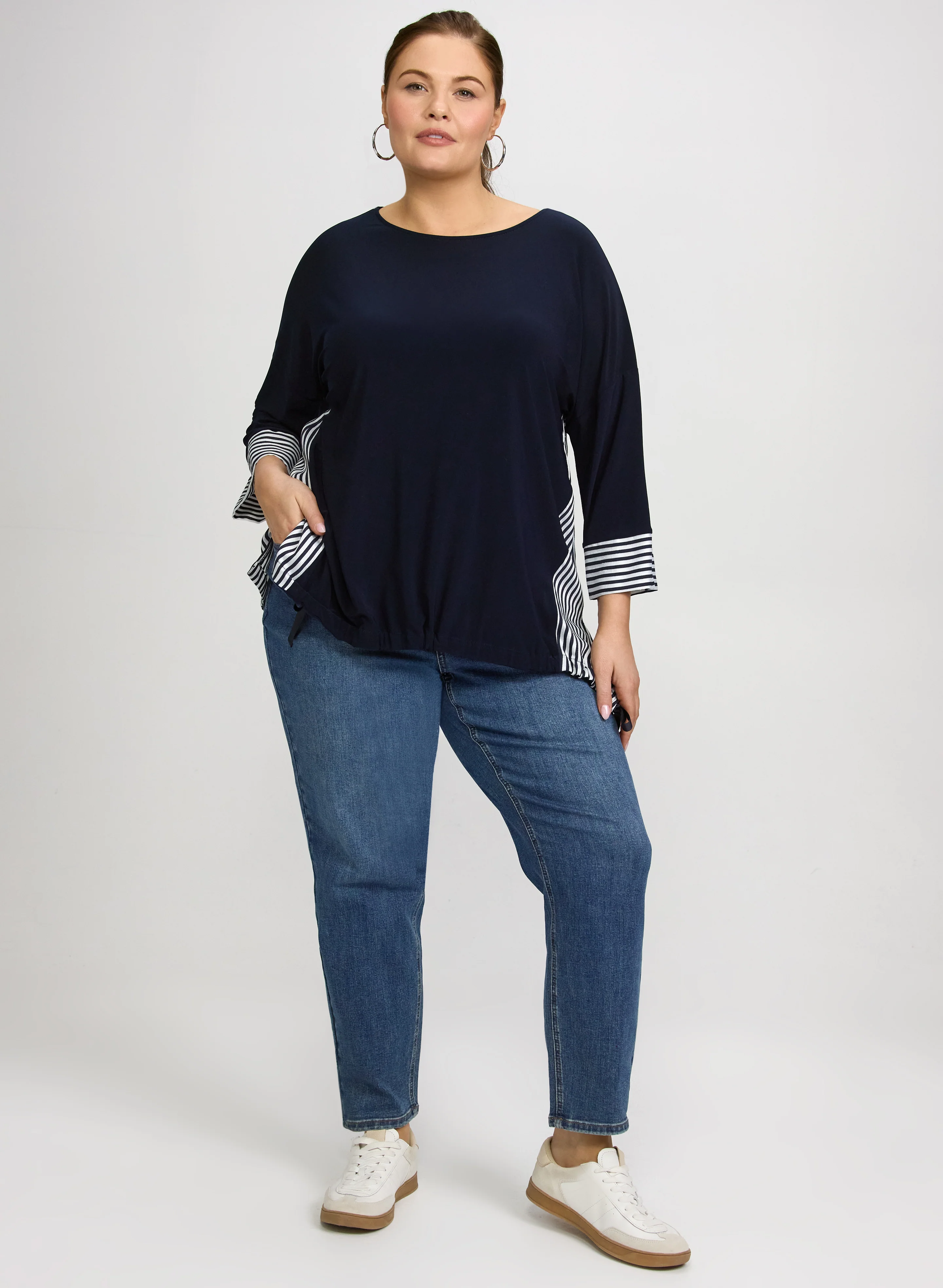 Joseph Ribkoff - Stripe Detail Tunic - Image 3