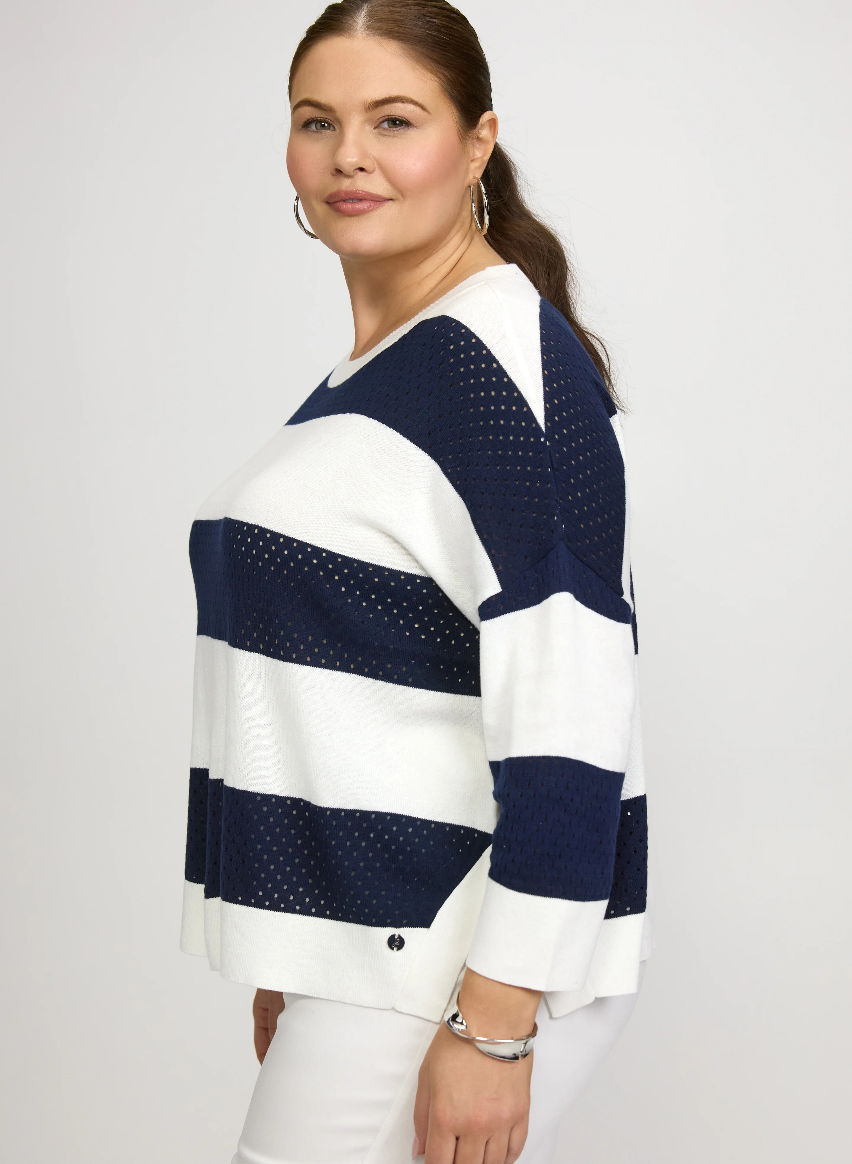 Joseph Ribkoff - Stripe Knit Pullover - Image 6