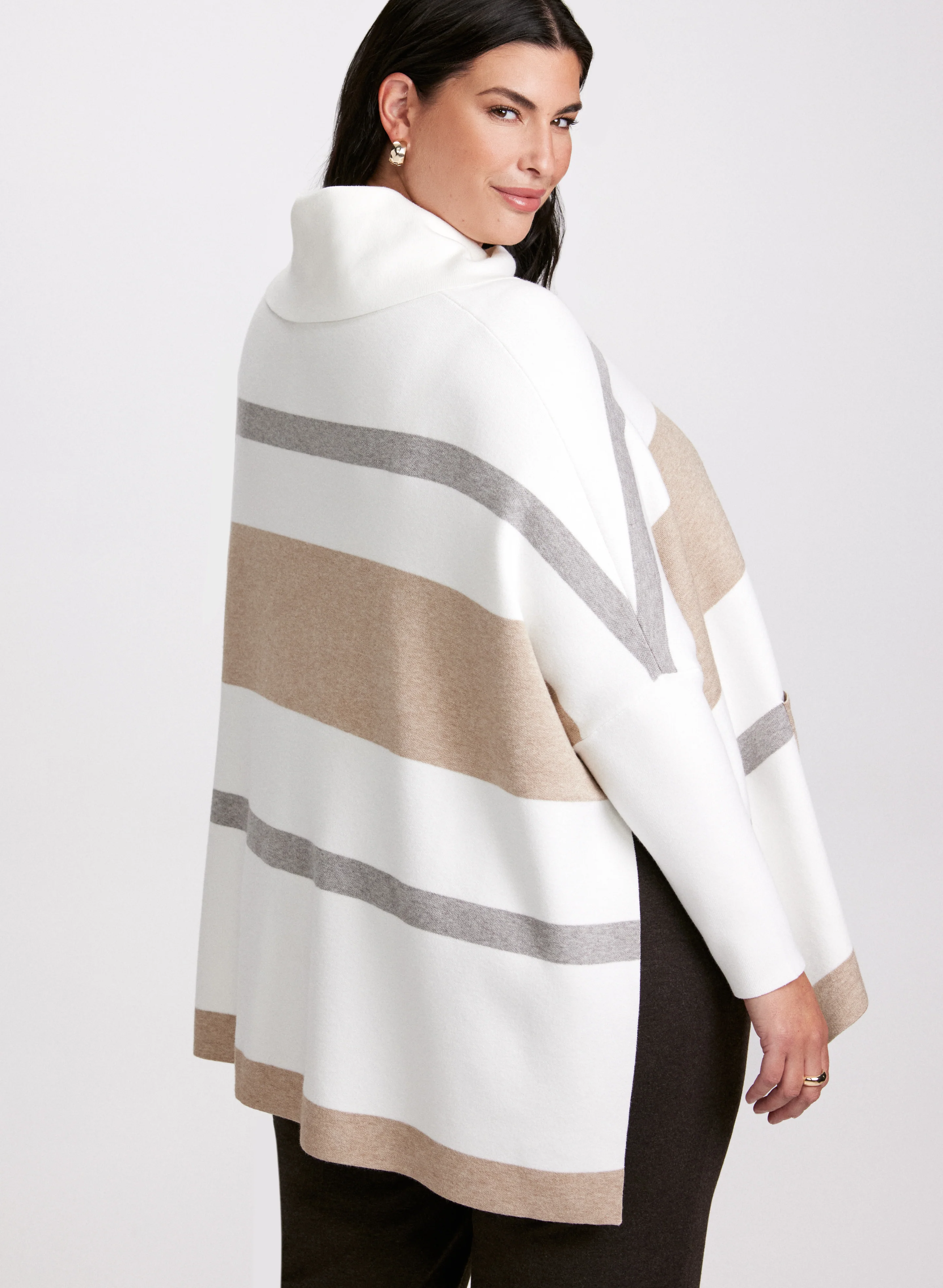 Joseph Ribkoff - Striped Poncho Sweater - Image 4