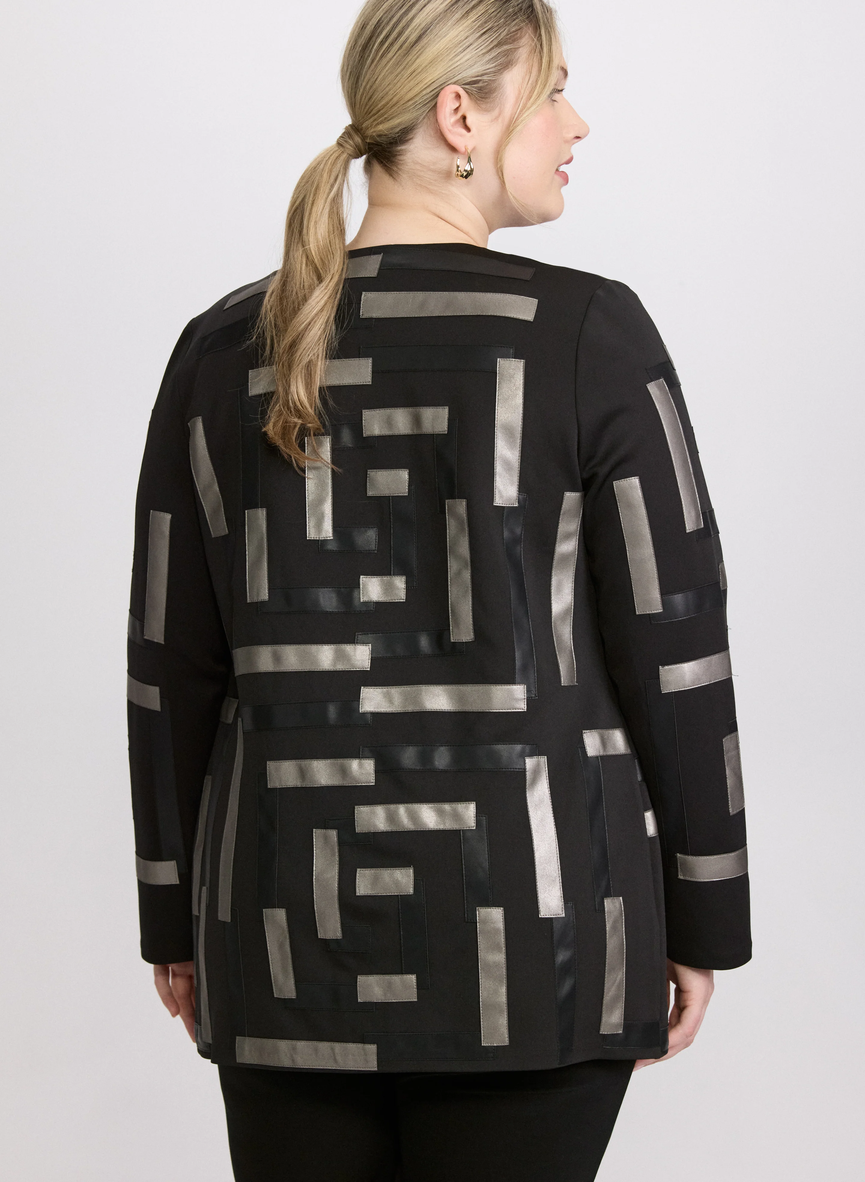 Joseph Ribkoff - Vegan Leather Geometric Jacket - Image 4