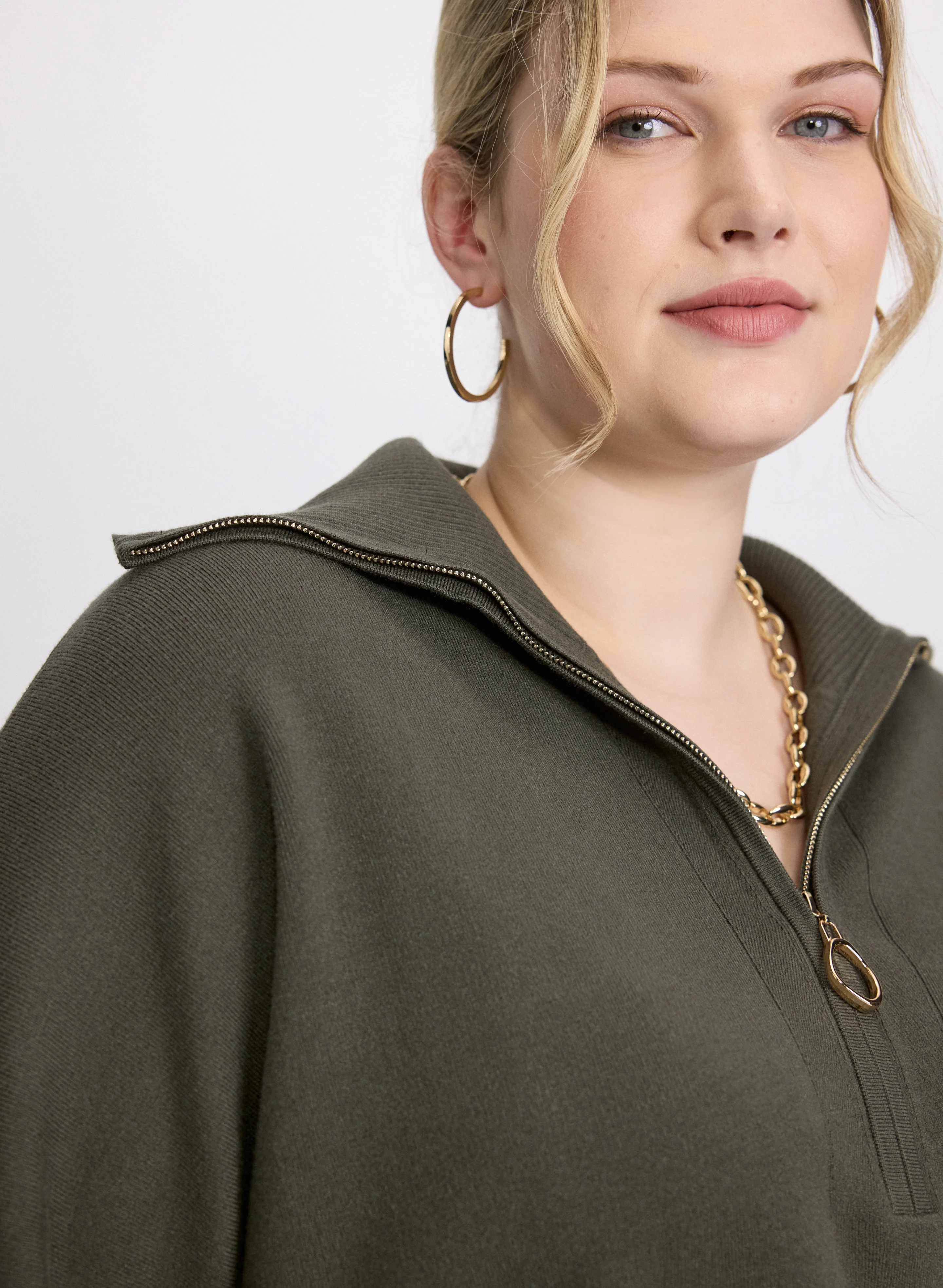 Joseph Ribkoff - Zip-Up Pullover Sweater - Image 2