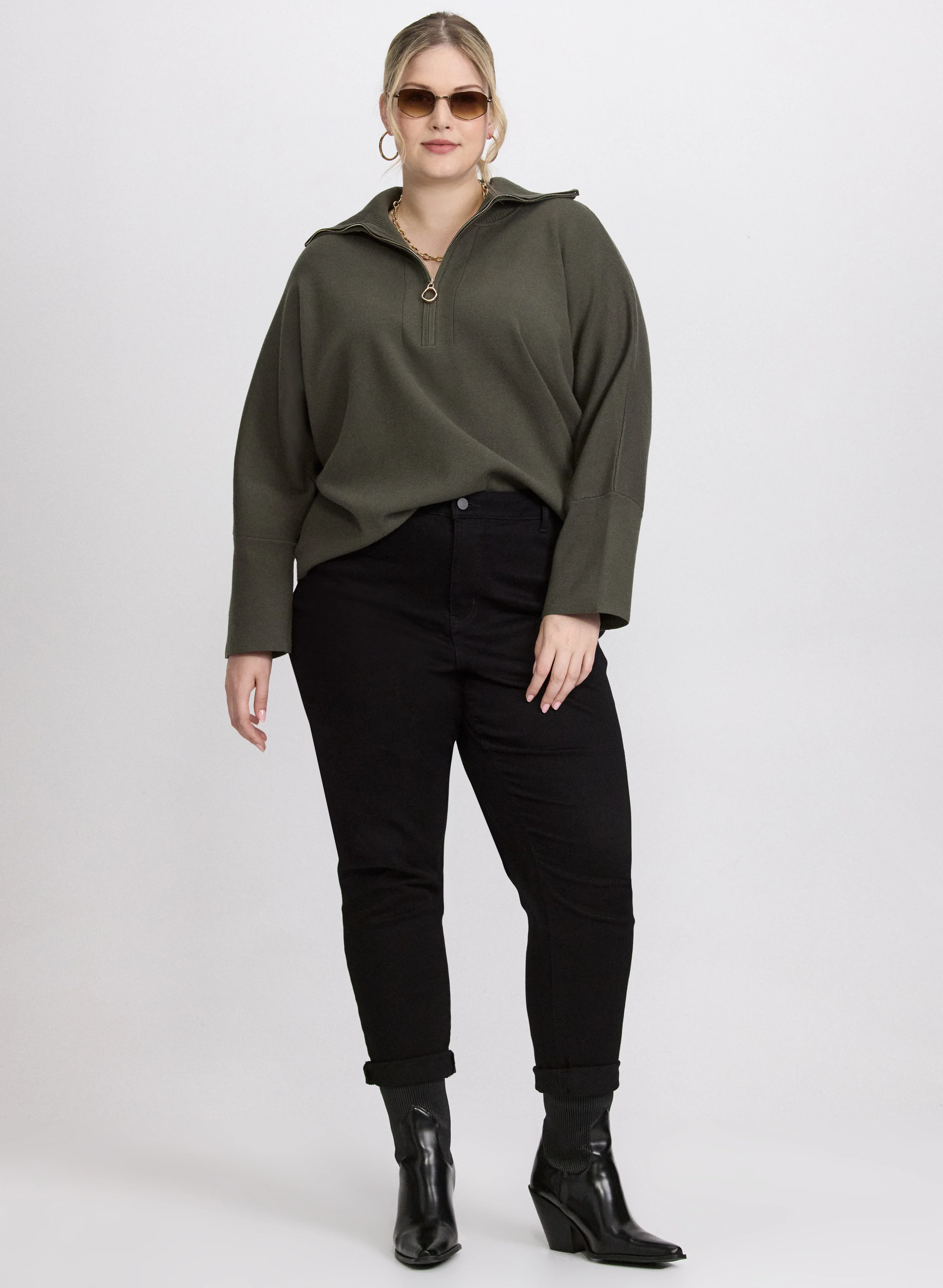 Joseph Ribkoff - Zip-Up Pullover Sweater - Image 3