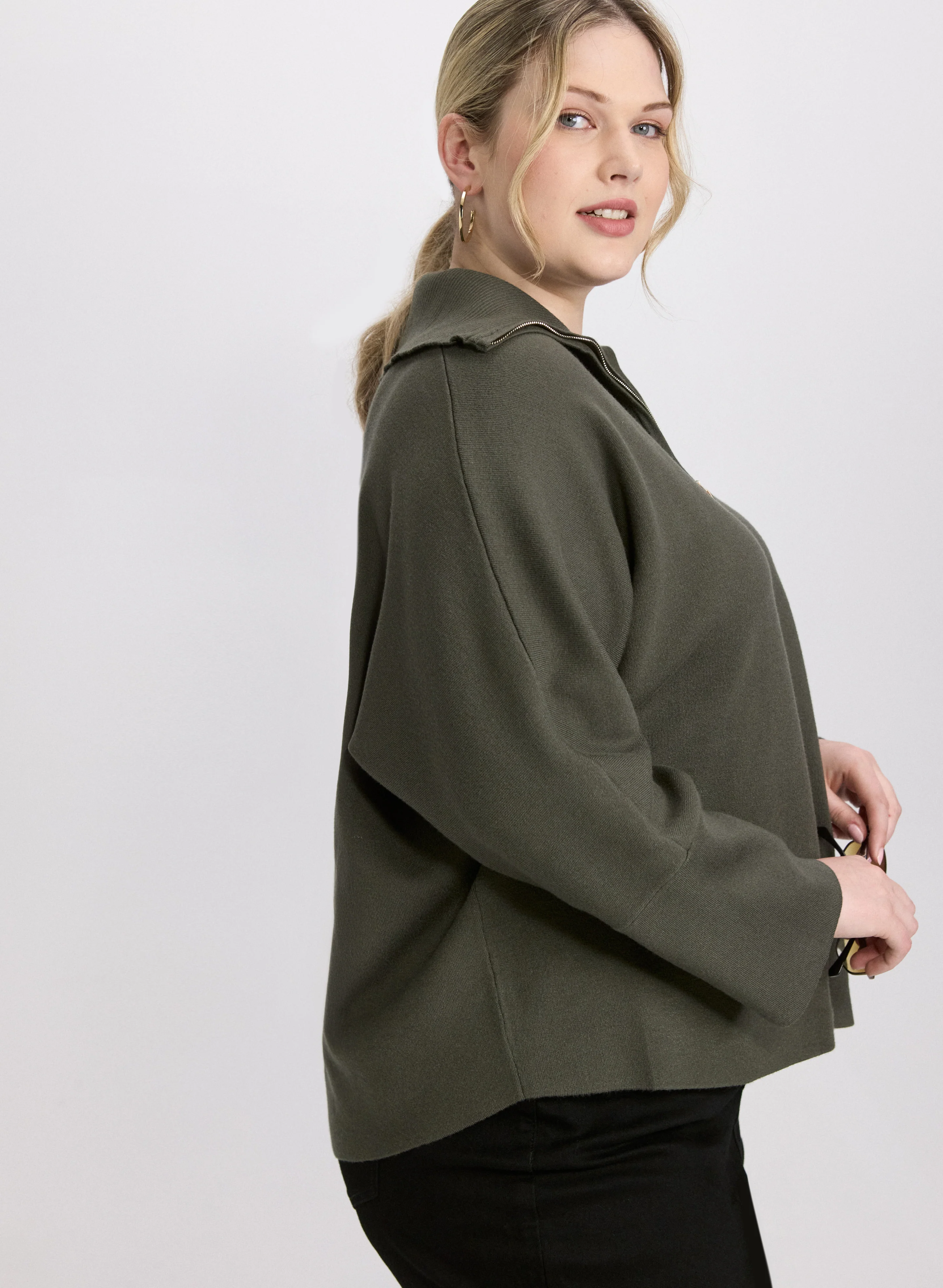 Joseph Ribkoff - Zip-Up Pullover Sweater - Image 5
