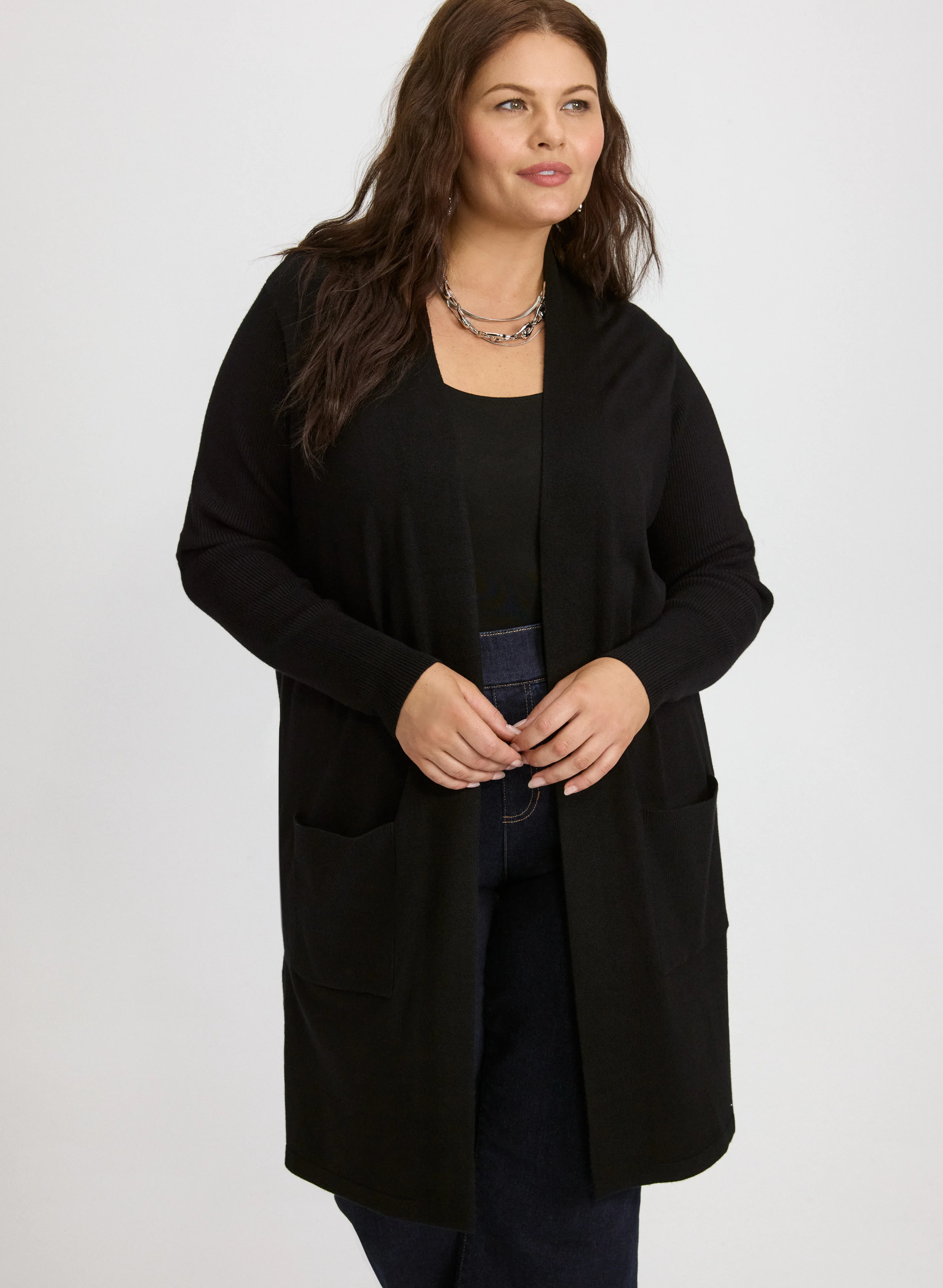 Knit Open-Front Cardigan
