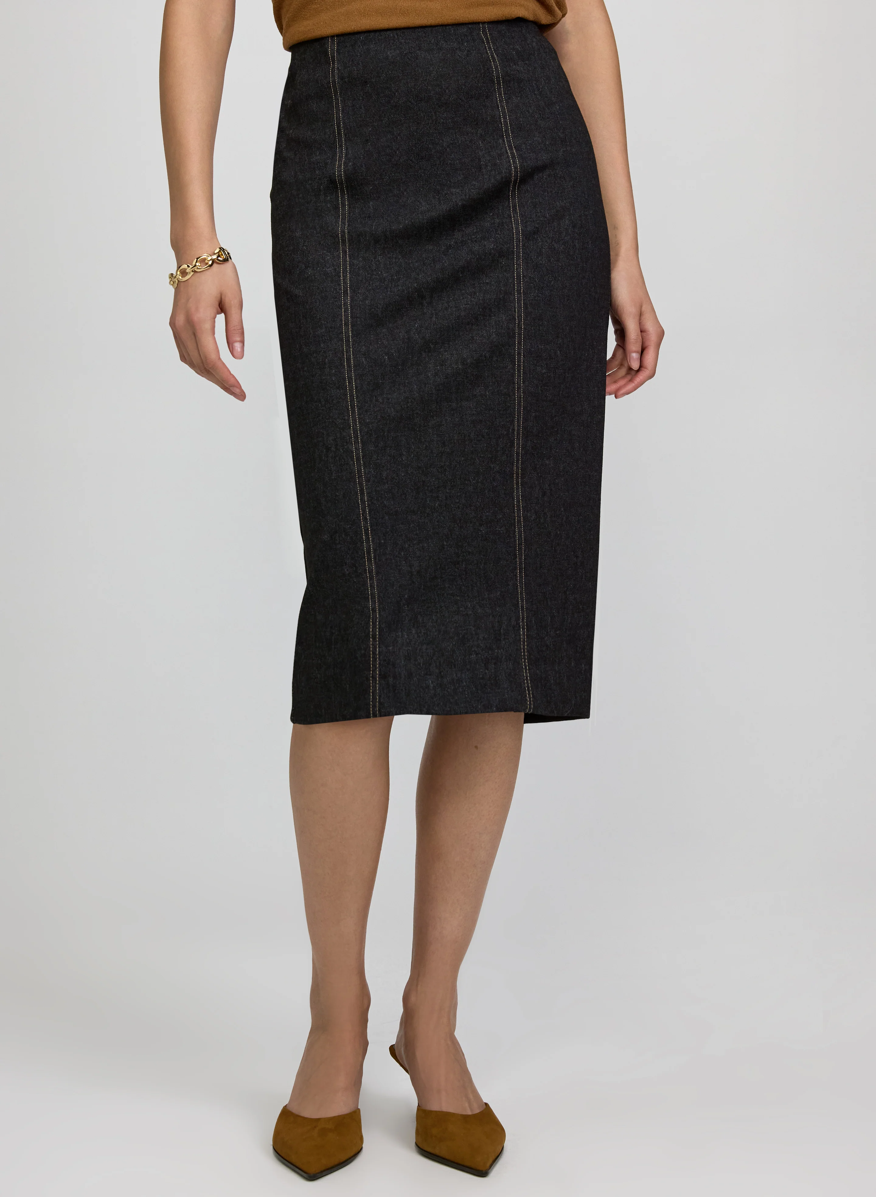 Topstitch Pencil Skirt