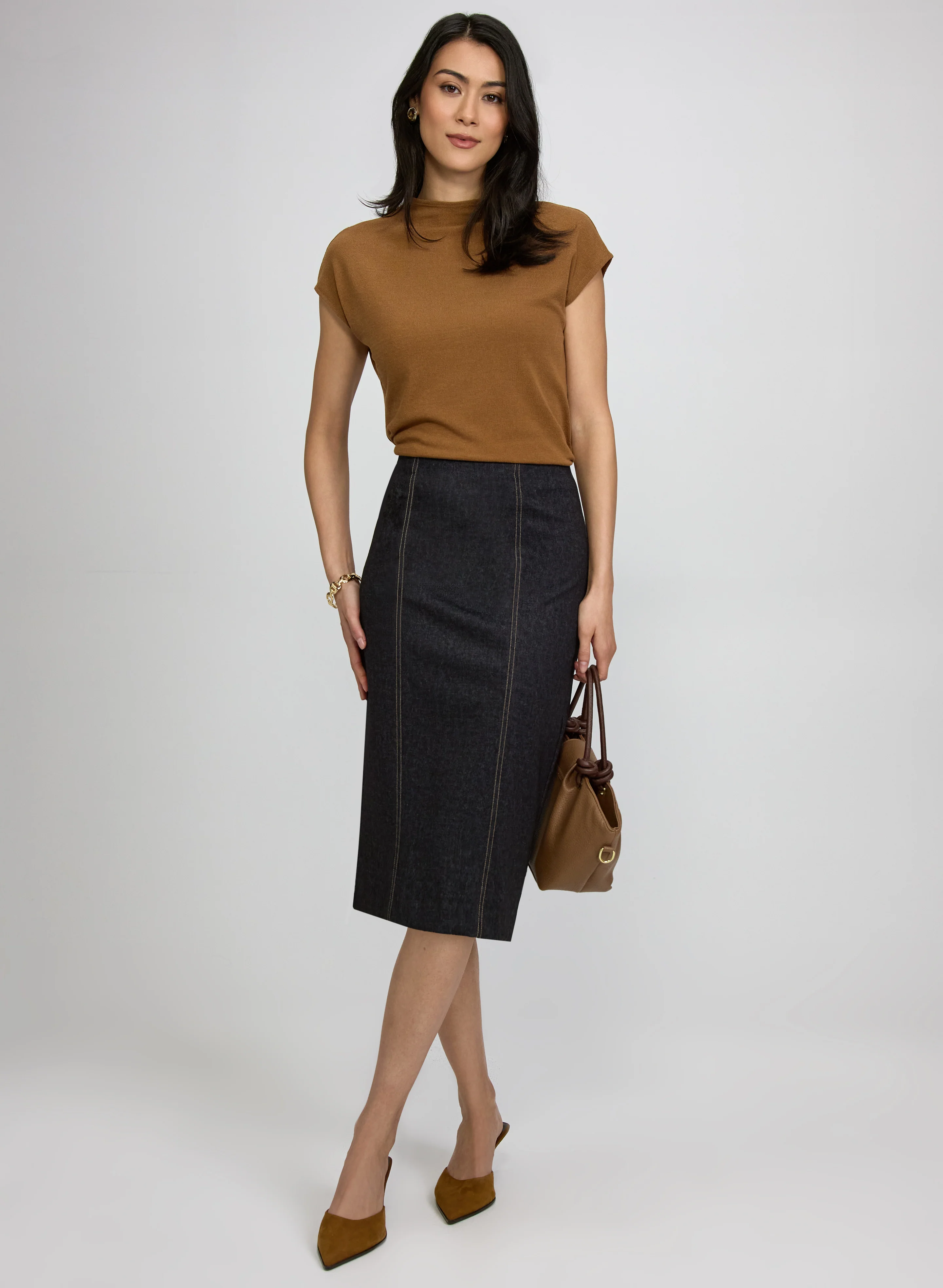 Topstitch Pencil Skirt - Image 3