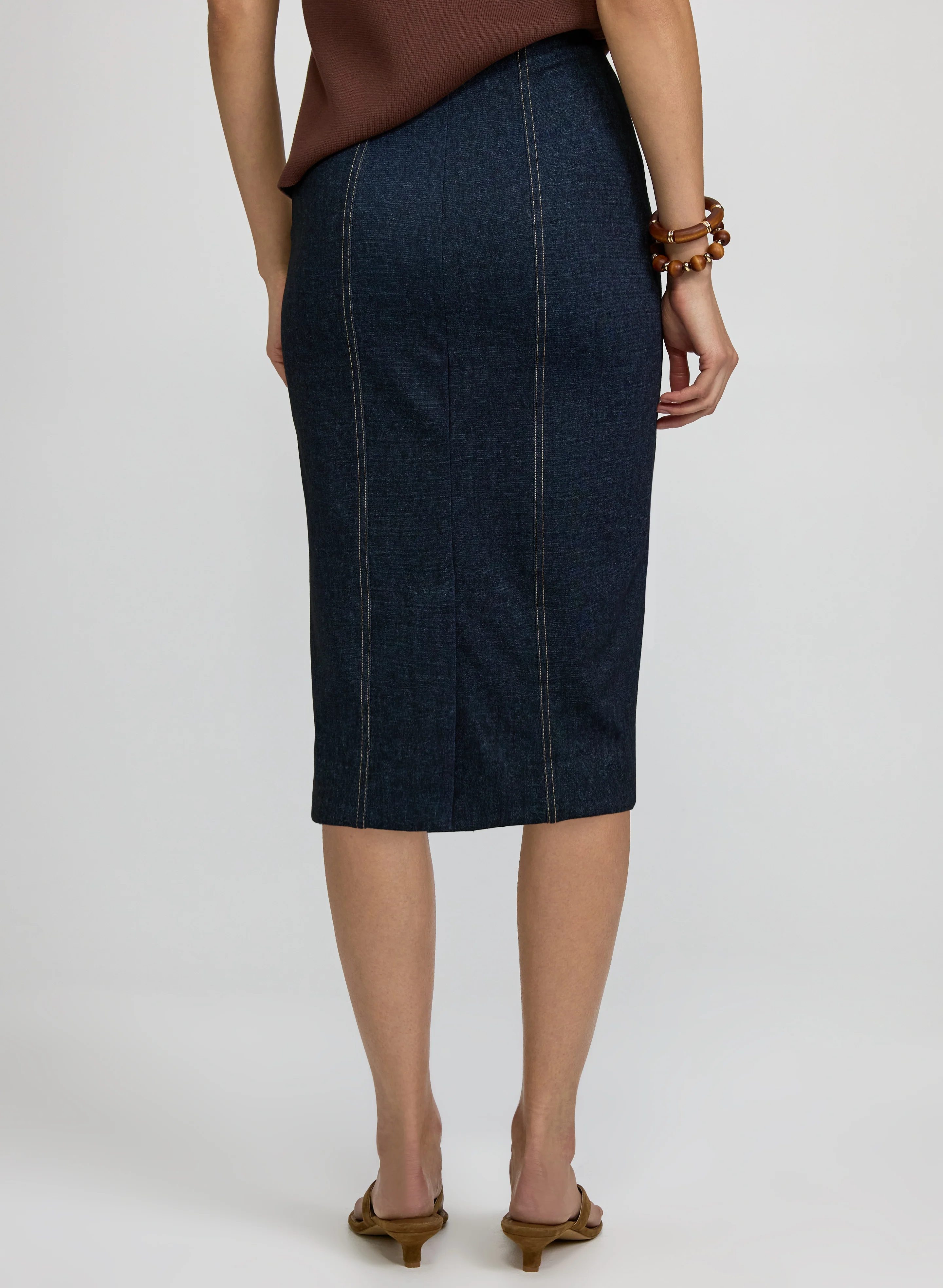 Topstitch Pencil Skirt - Image 2