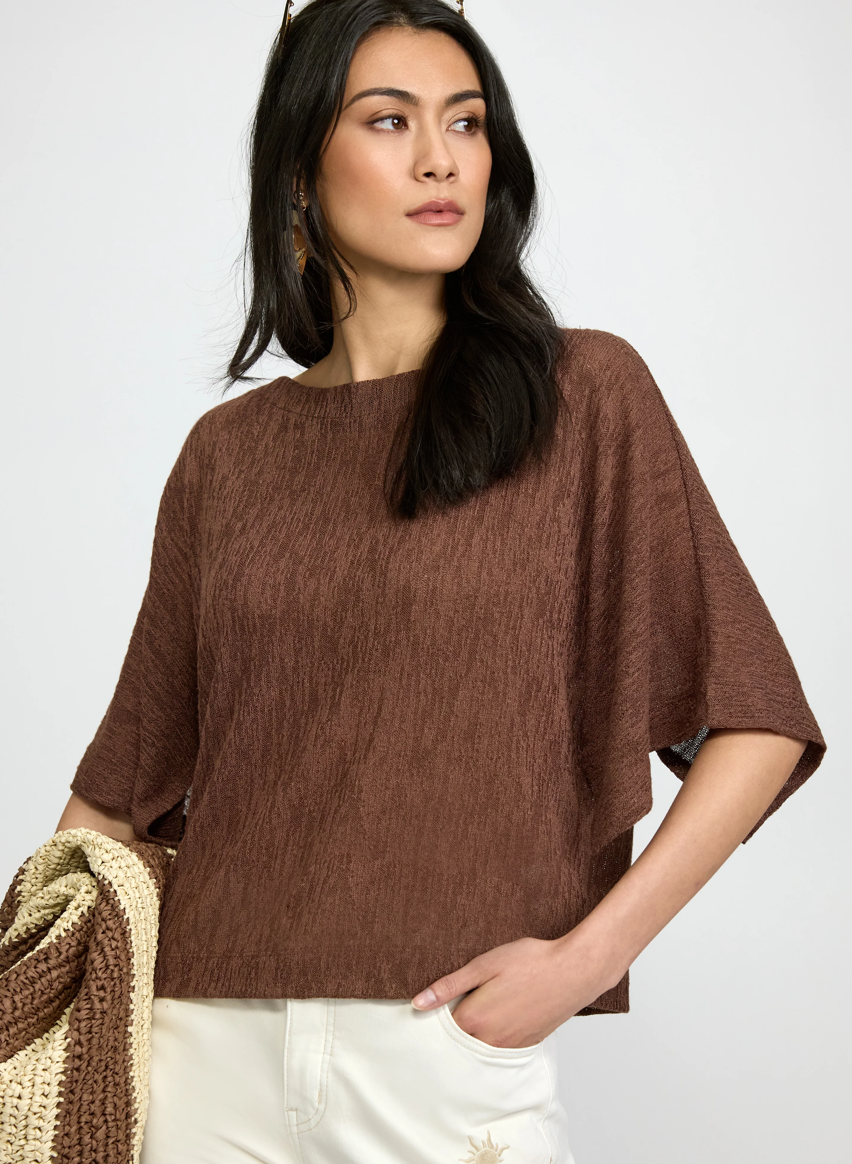 Knit Poncho-Style Top