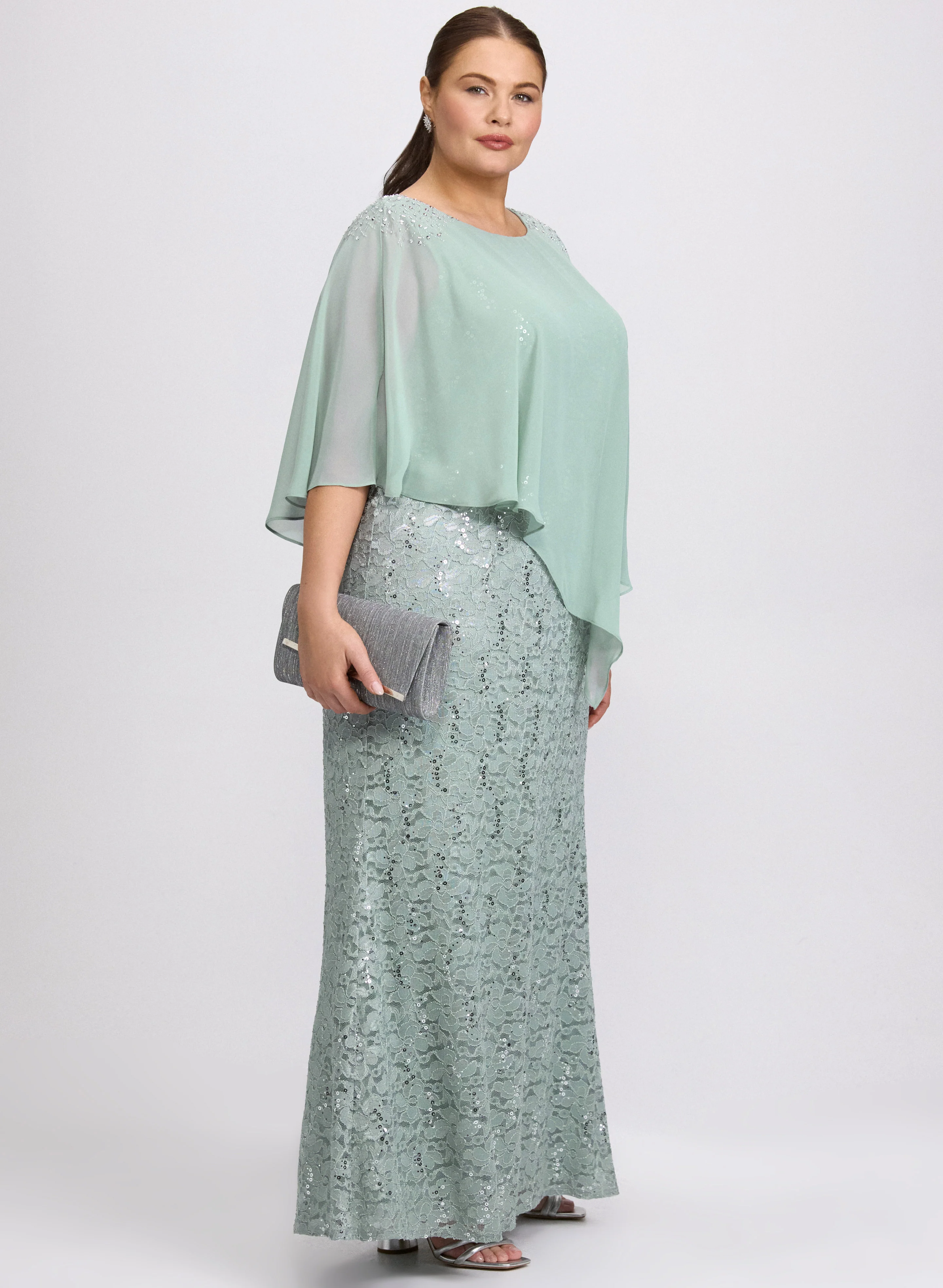 Lace Capelet Overlay Dress - Image 2