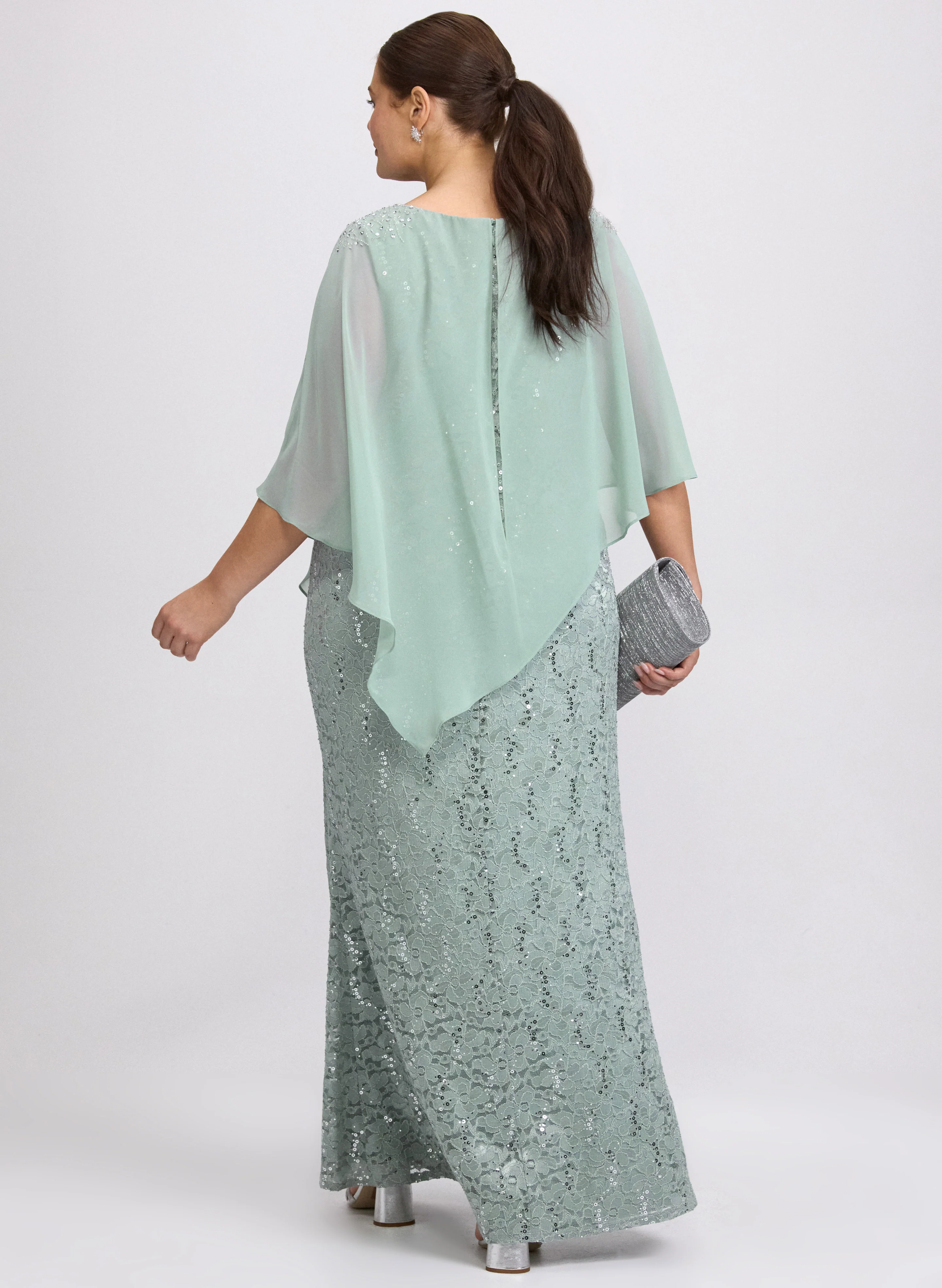 Lace Capelet Overlay Dress - Image 3