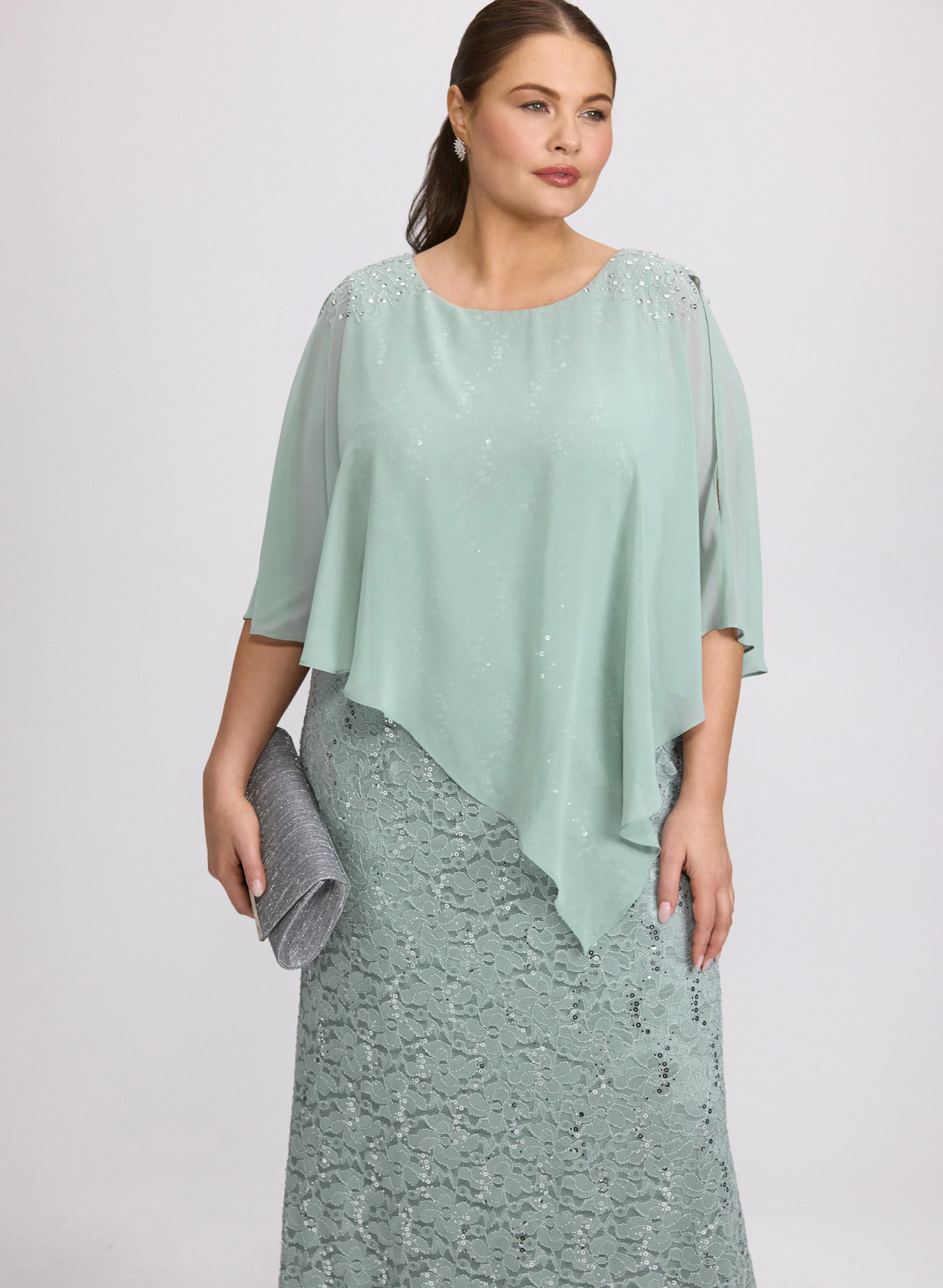Lace Capelet Overlay Dress - Image 4