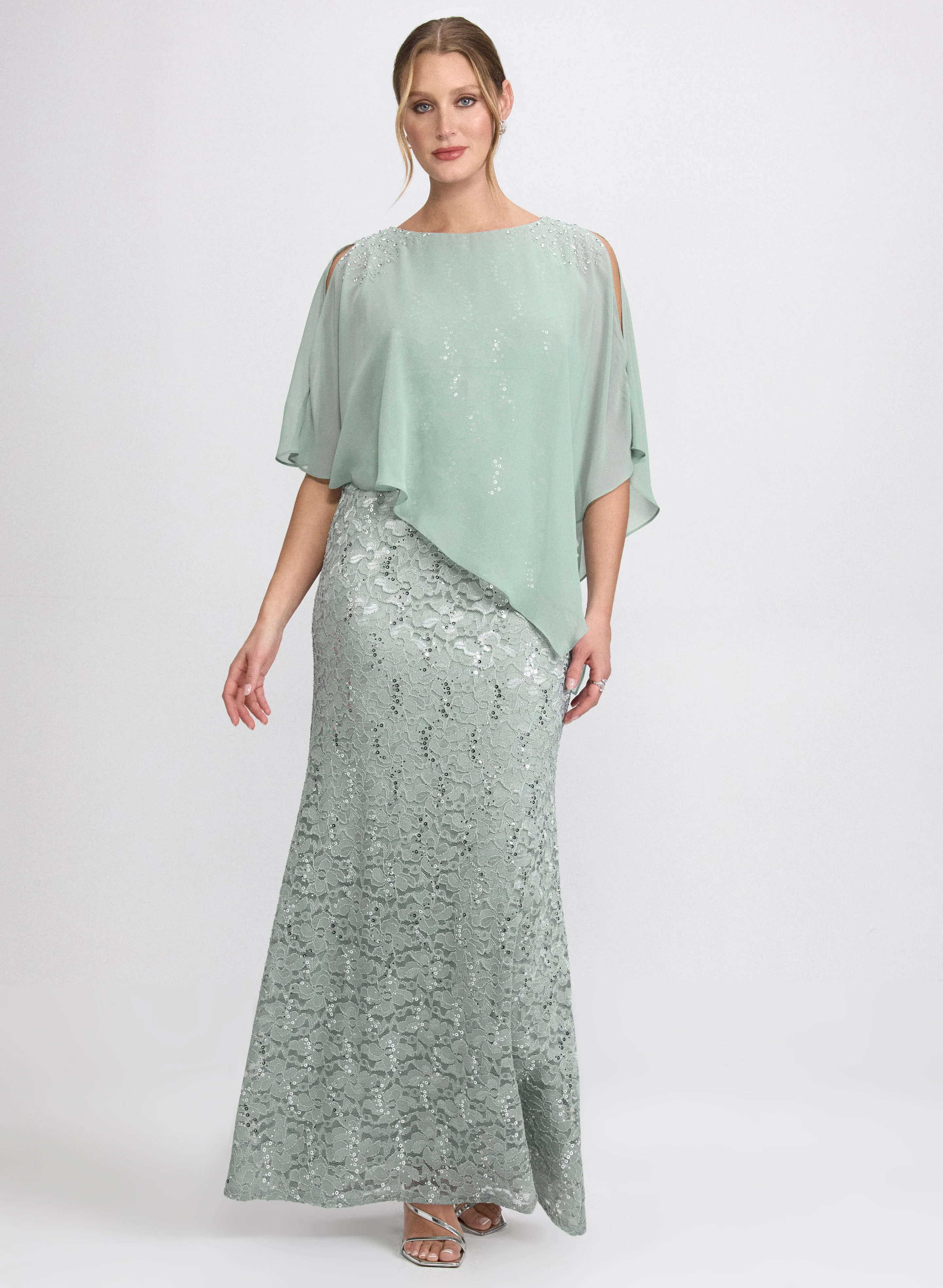 Lace Capelet Overlay Dress