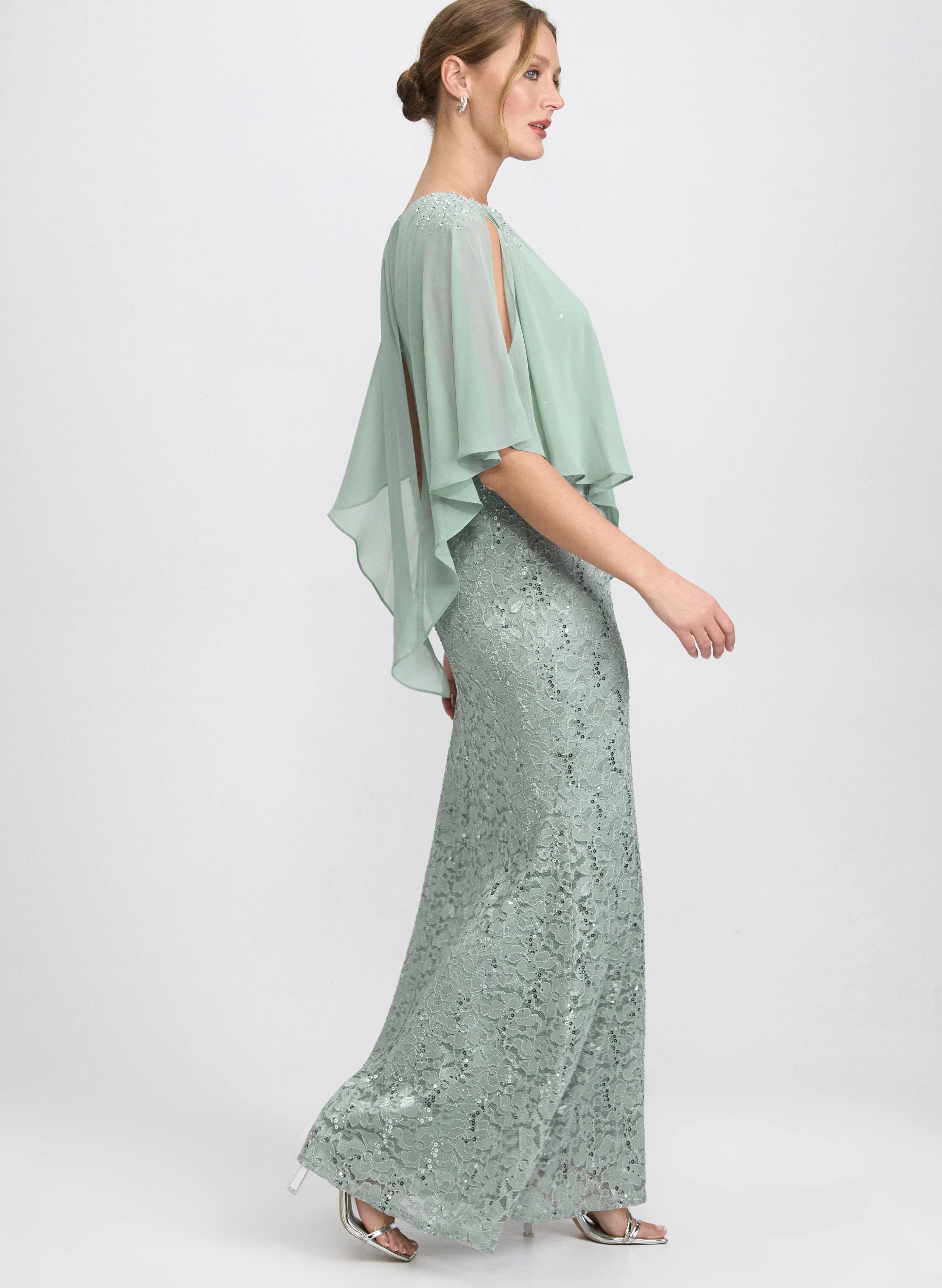 Lace Capelet Overlay Dress - Image 2