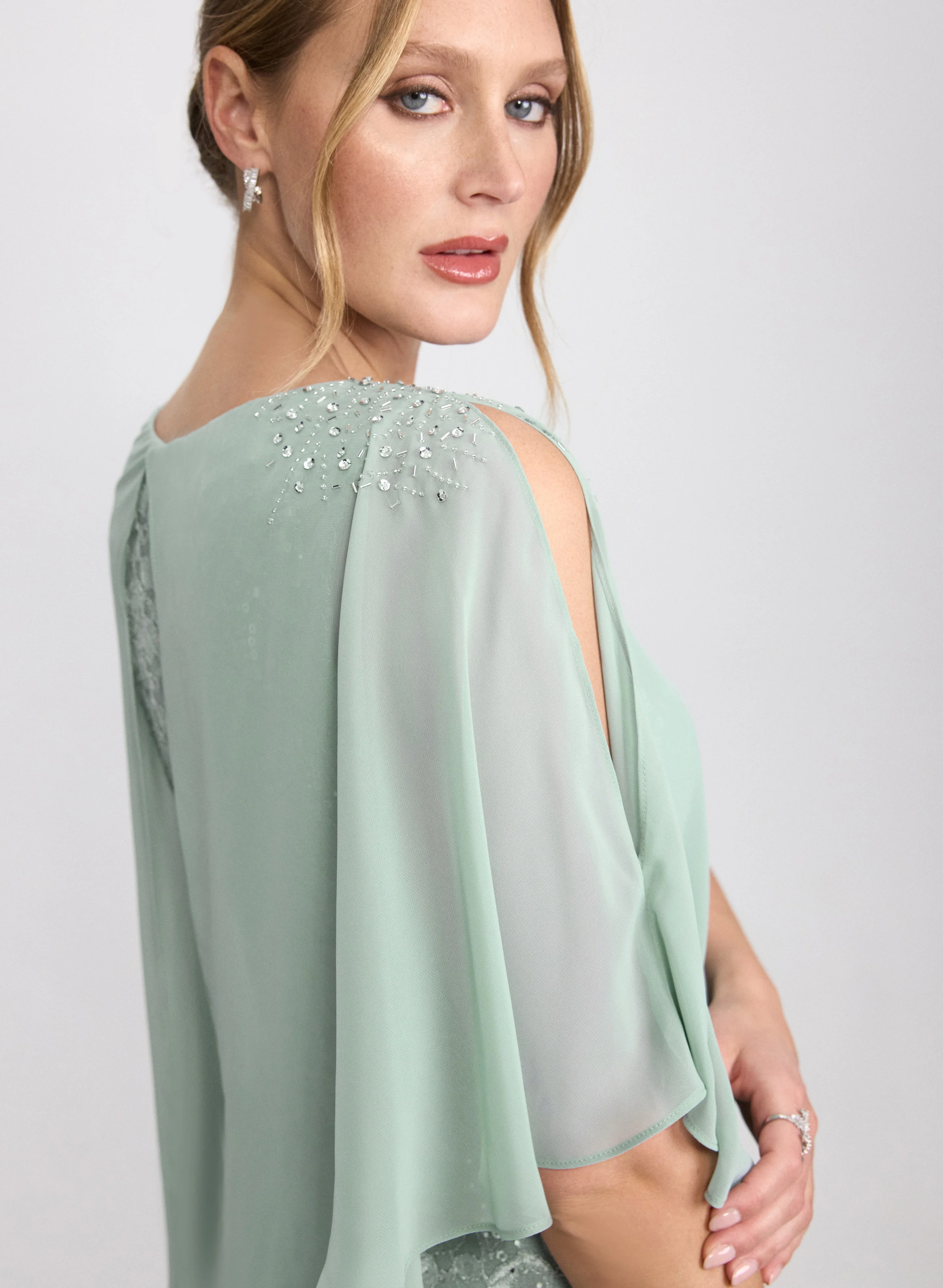 Lace Capelet Overlay Dress - Image 3