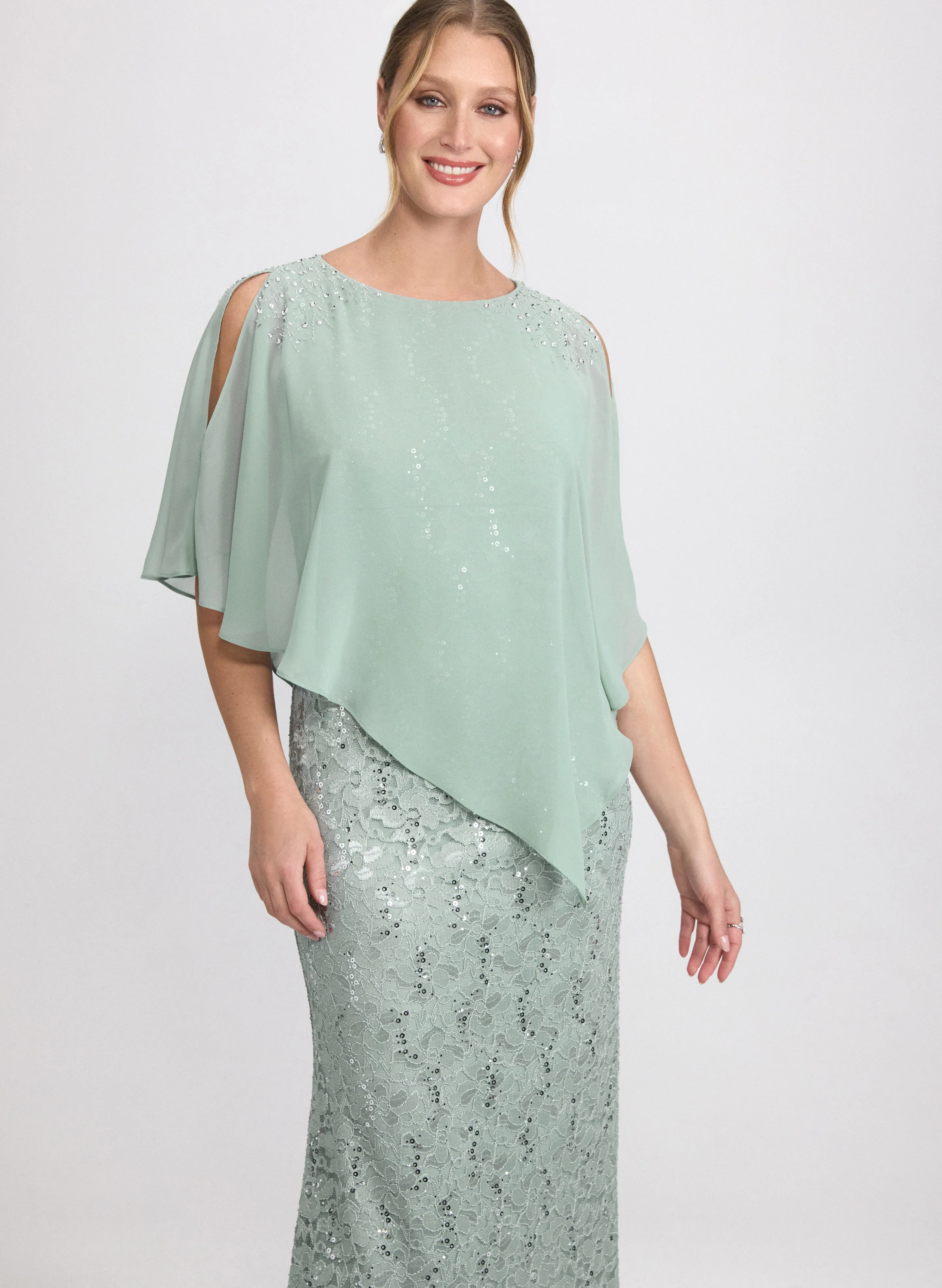 Lace Capelet Overlay Dress - Image 7