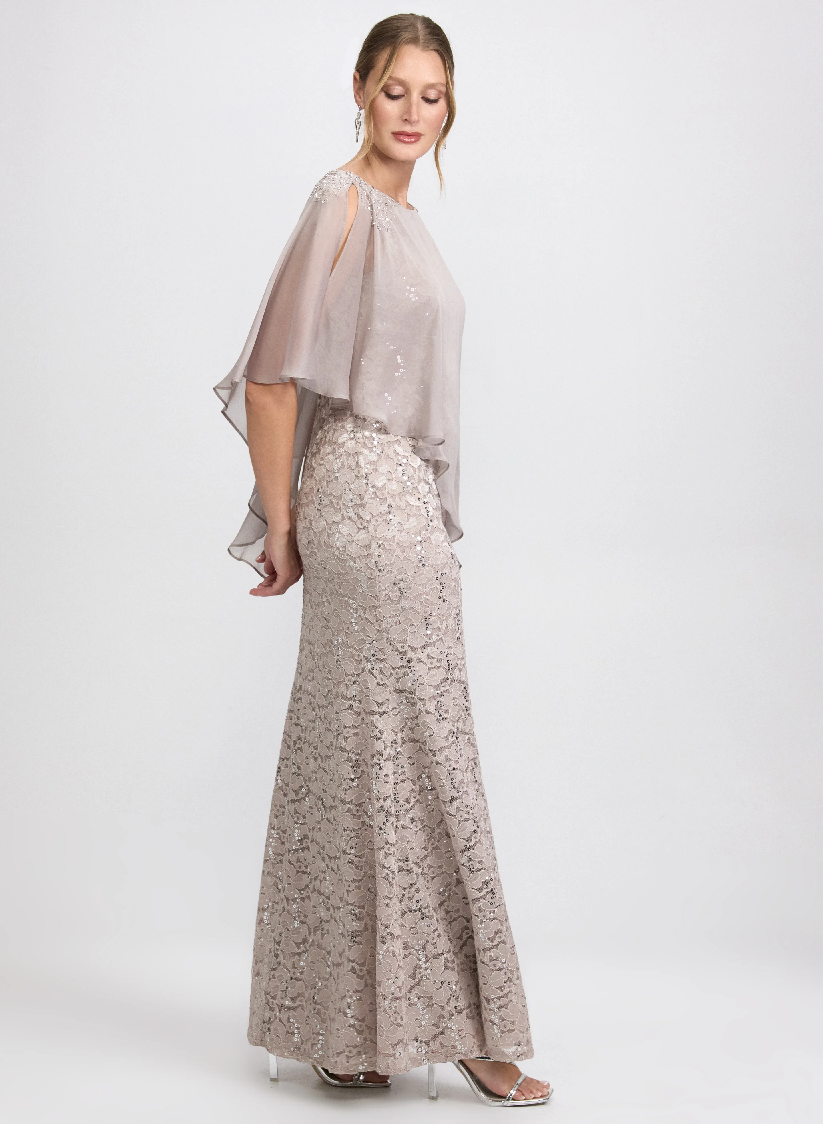 Lace Capelet Overlay Dress - Image 2