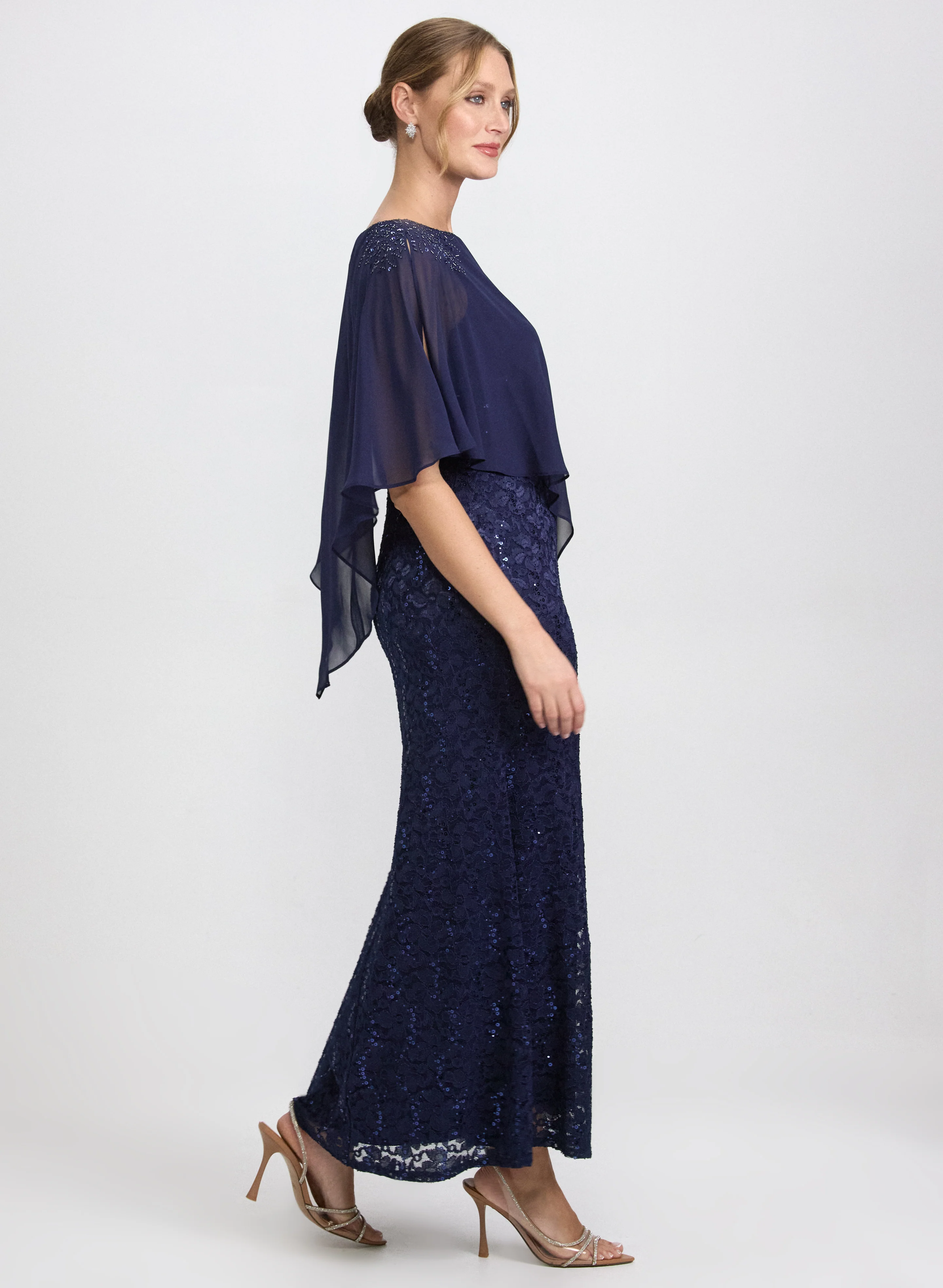 Lace Capelet Overlay Dress - Image 2