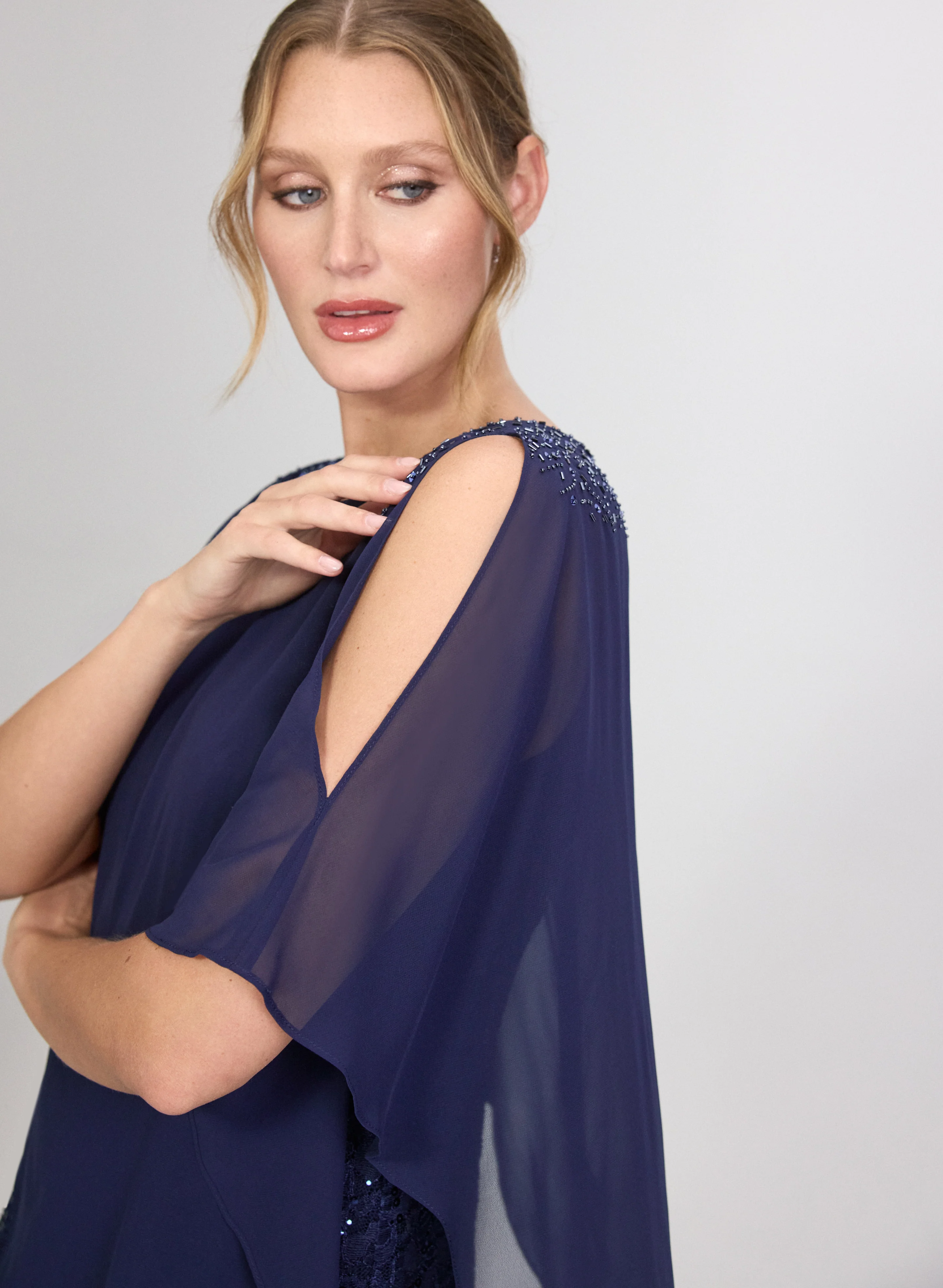 Lace Capelet Overlay Dress - Image 3
