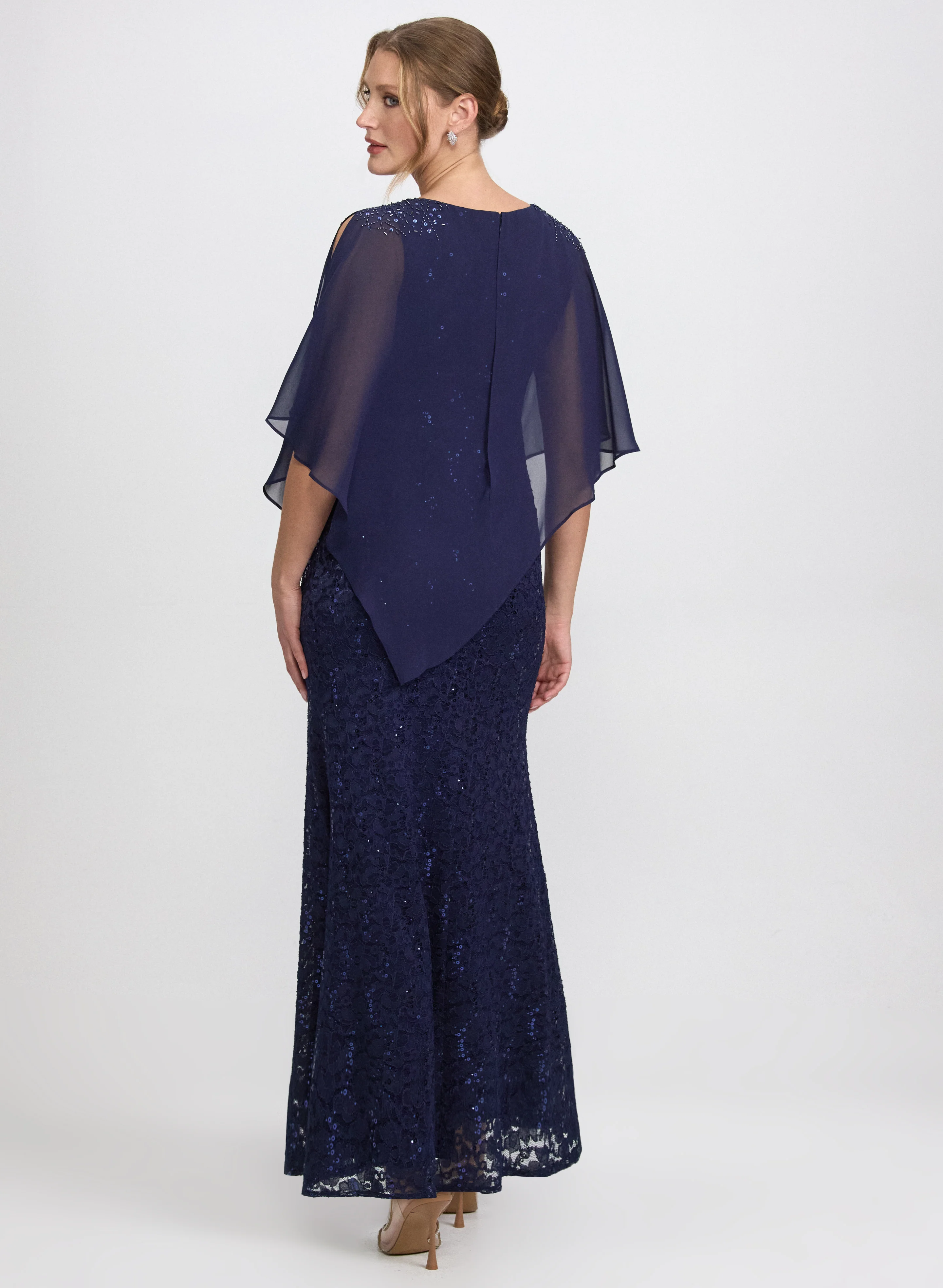 Lace Capelet Overlay Dress - Image 4