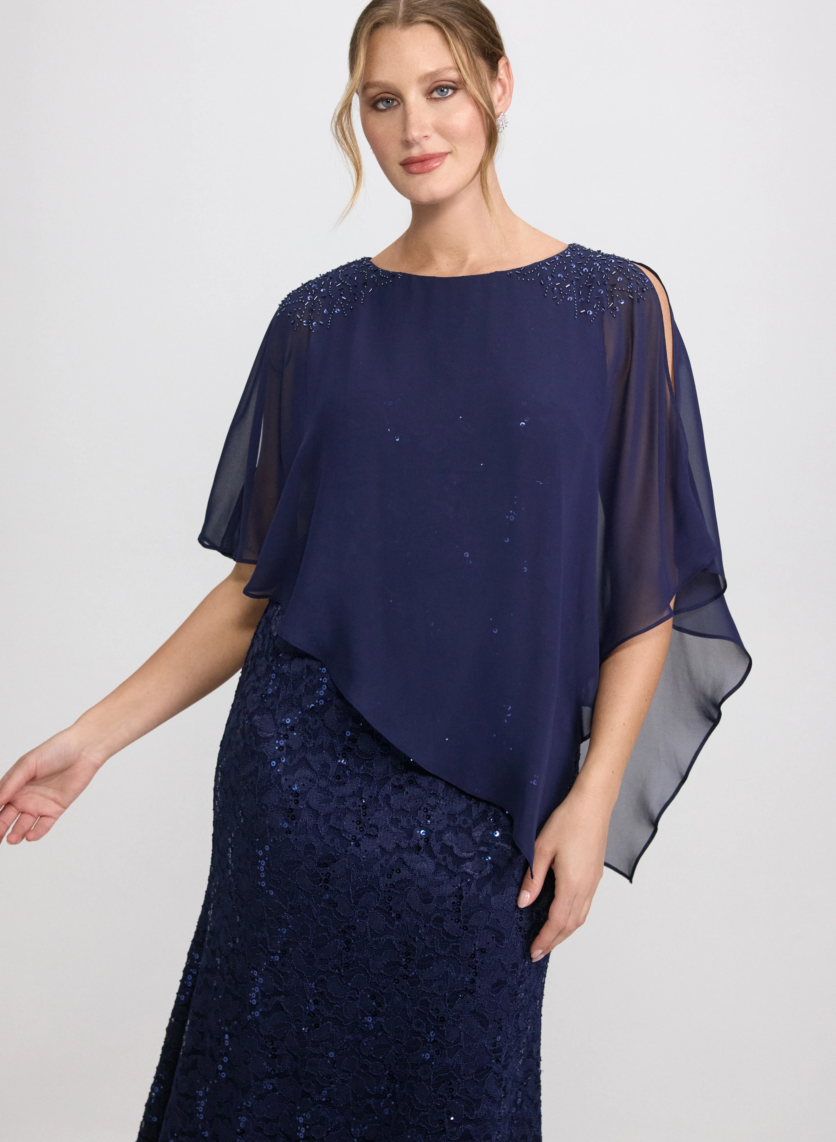 Lace Capelet Overlay Dress - Image 7