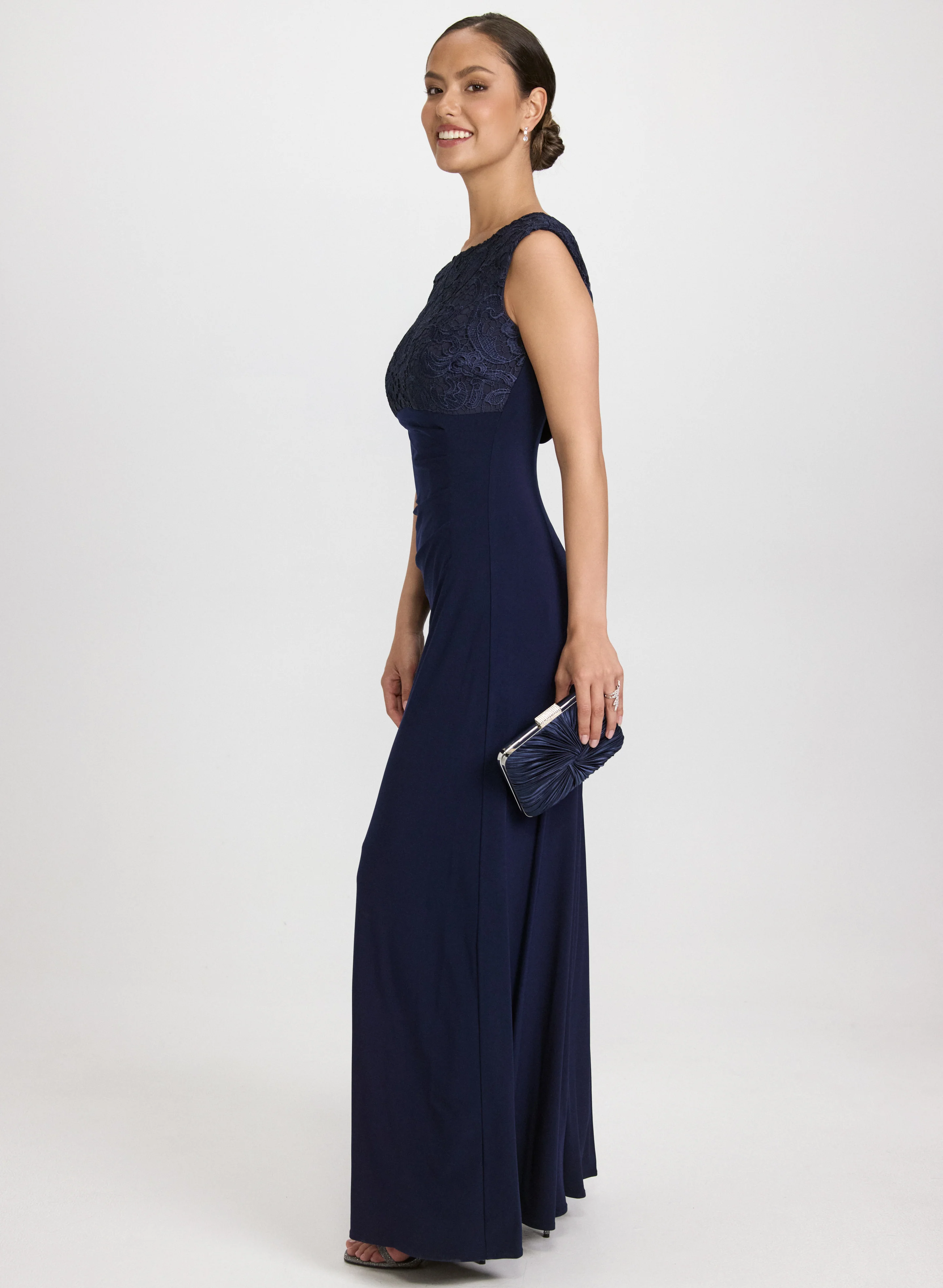 Lace Cowl Back Dress - Image 3