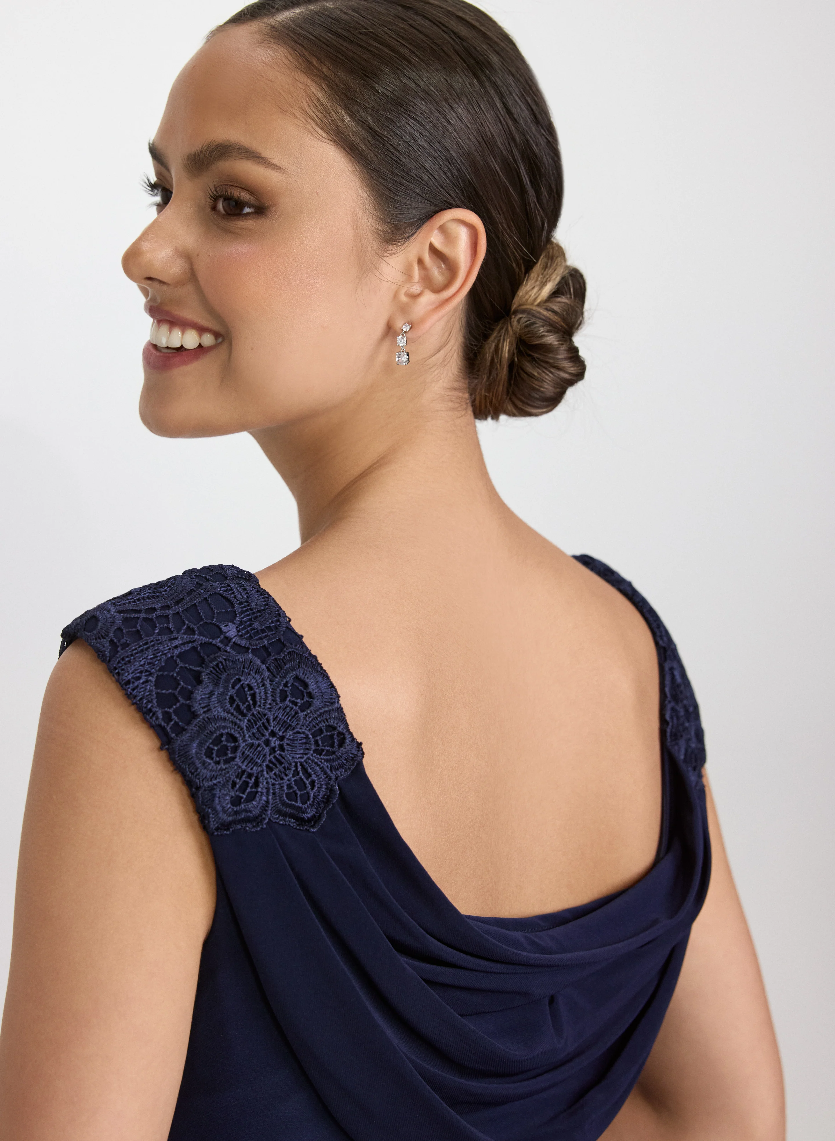 Lace Cowl Back Dress - Image 5
