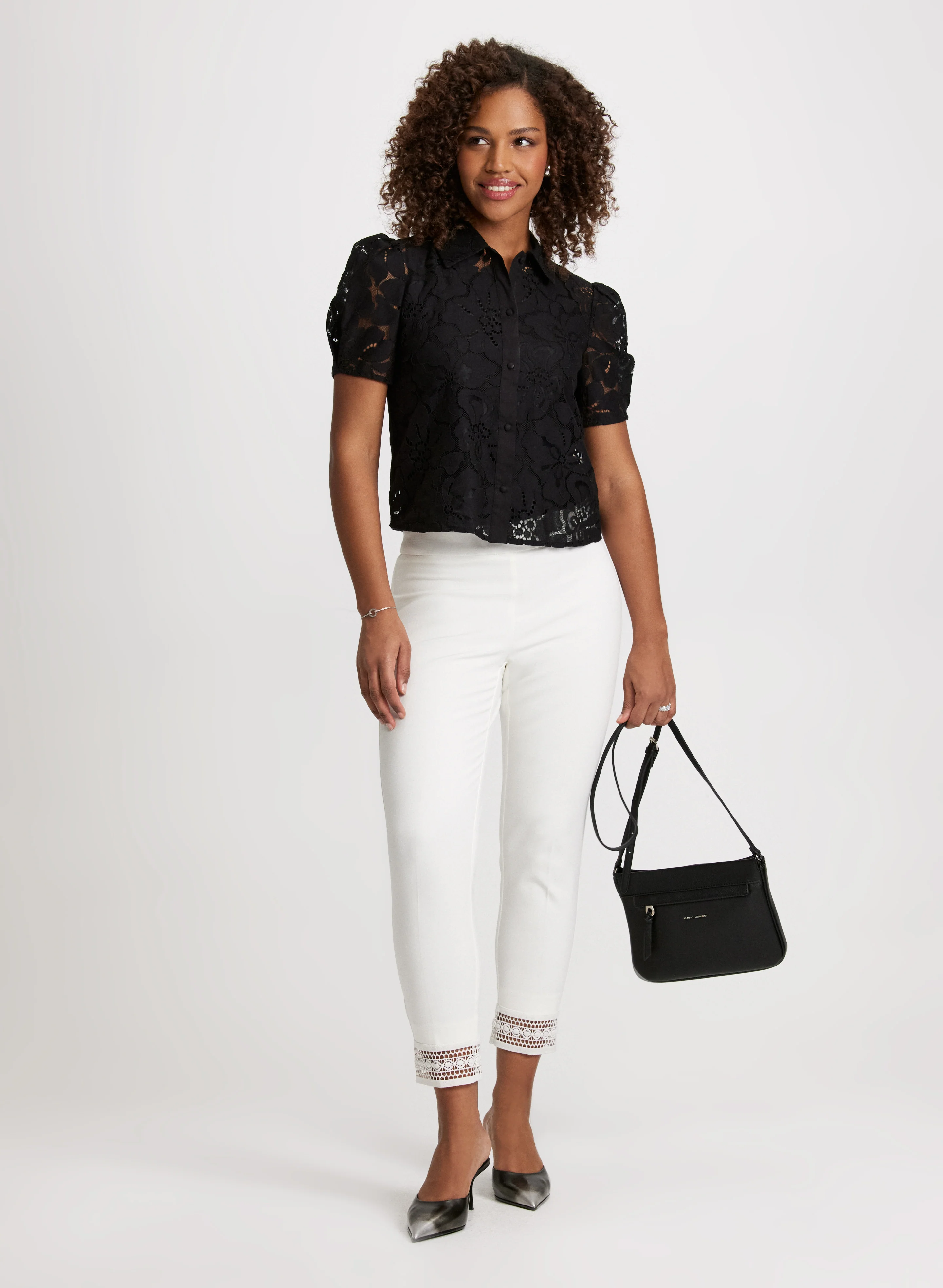 Lace Hem Pull-On Ankle Pants - Image 3