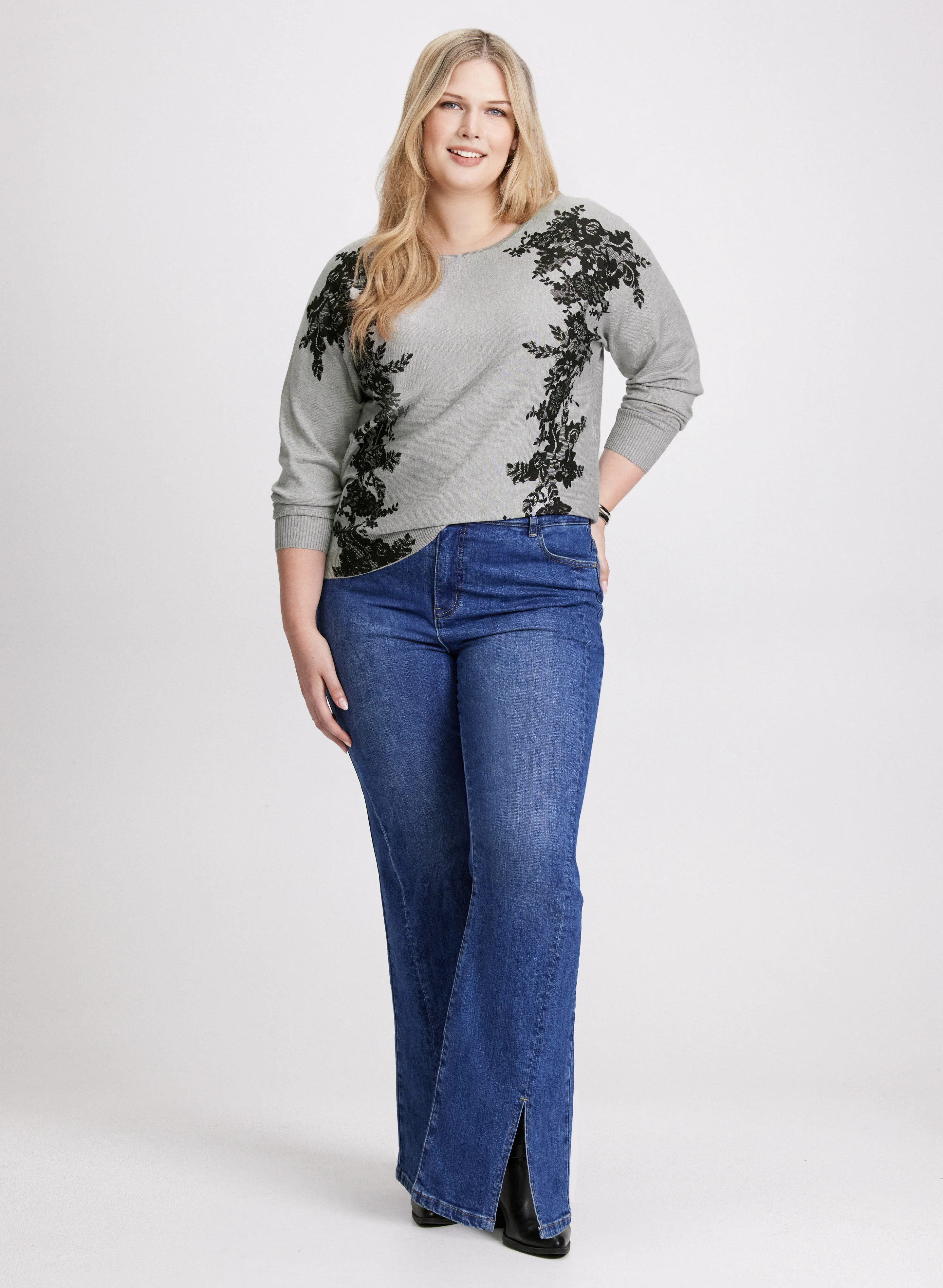 Lace Print Knit Pullover - Image 3
