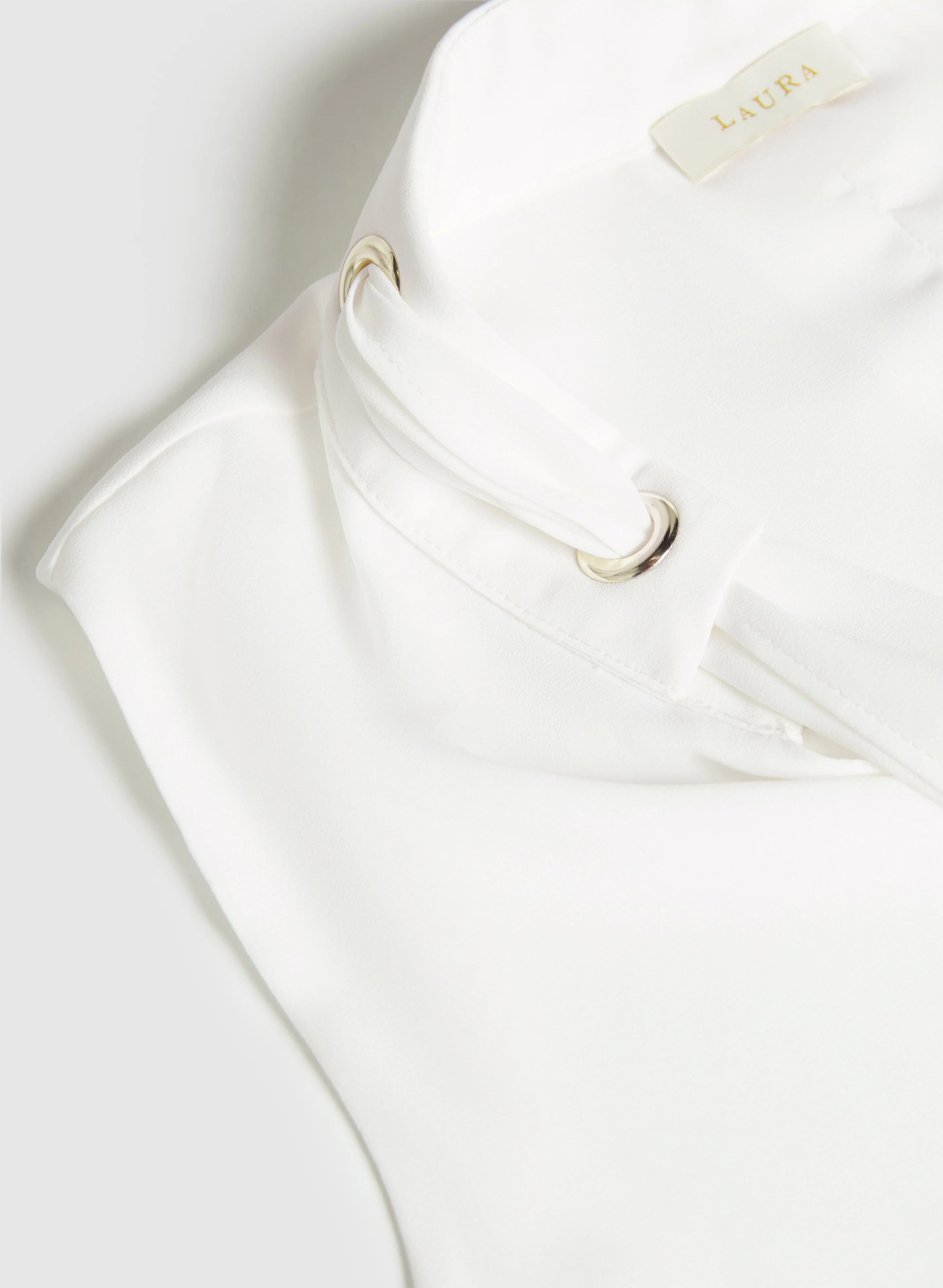 Lace-Through Tie-Neck Blouse - Image 7
