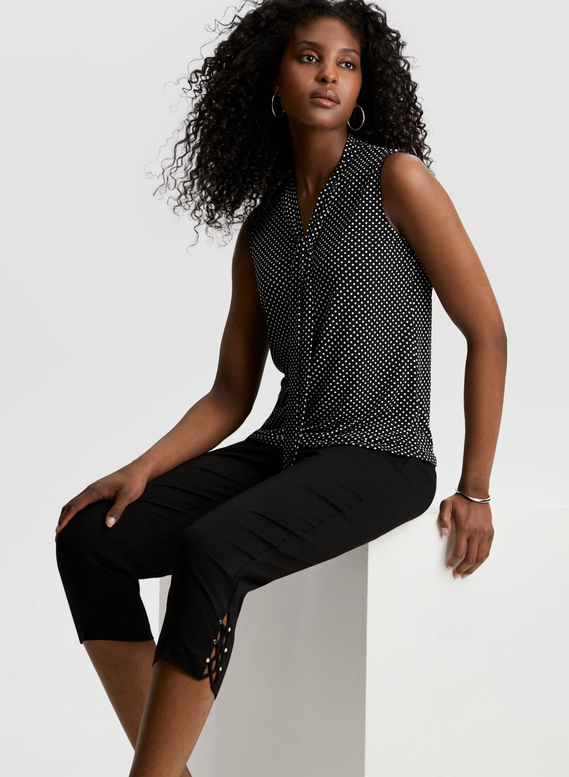Lace-Up Detail Capri Pants - Image 2