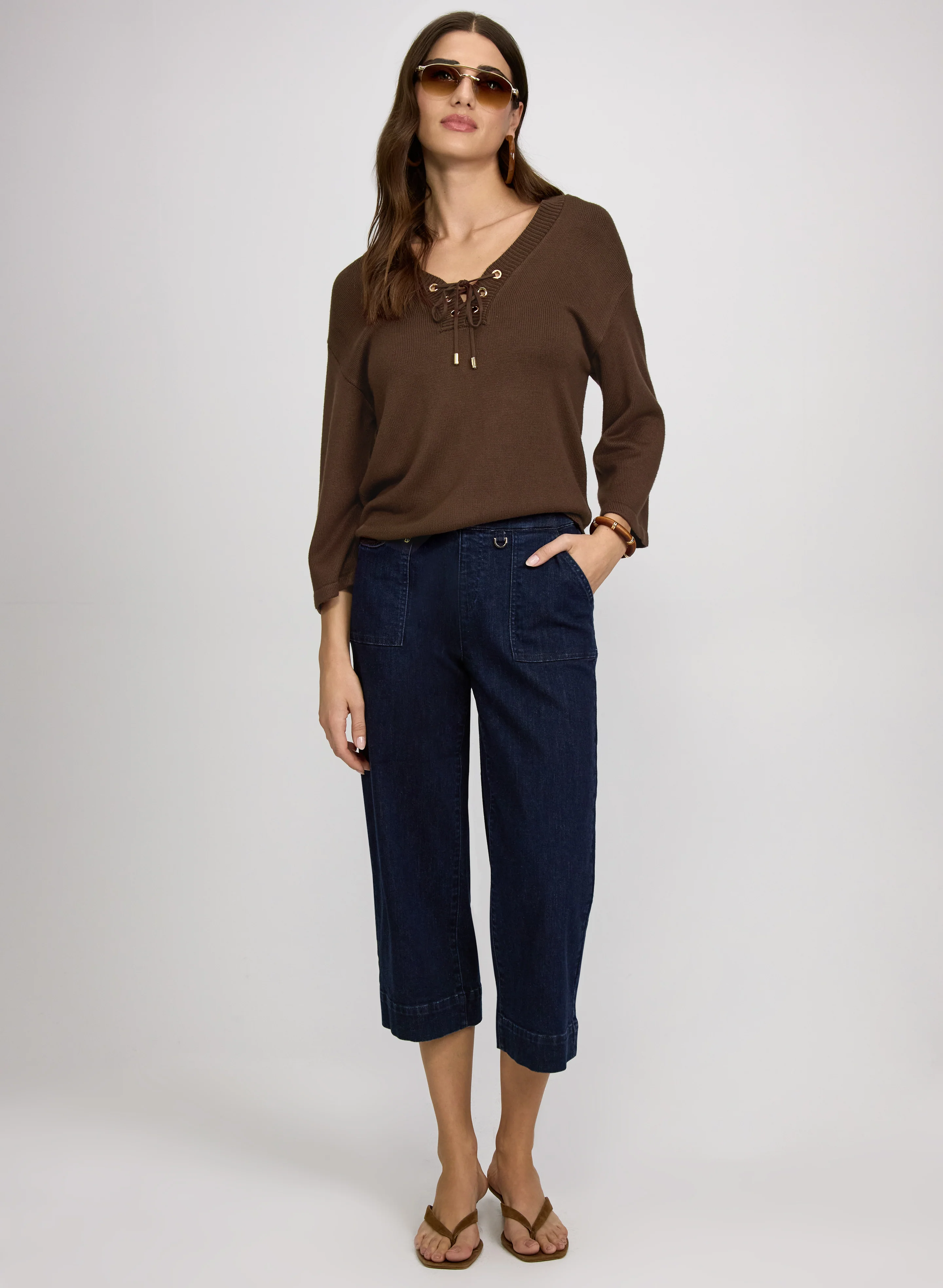 Lace-Up Knit Pullover - Image 3
