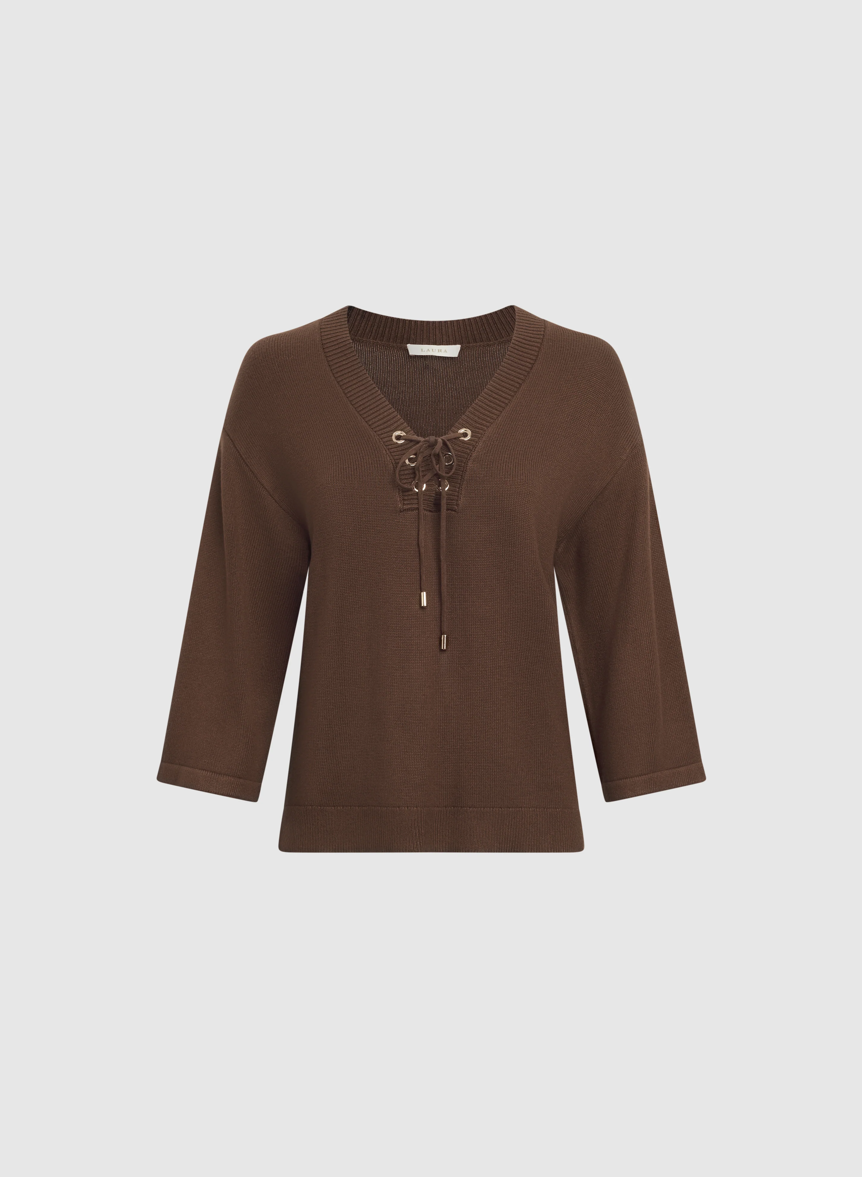Lace-Up Knit Pullover - Image 6